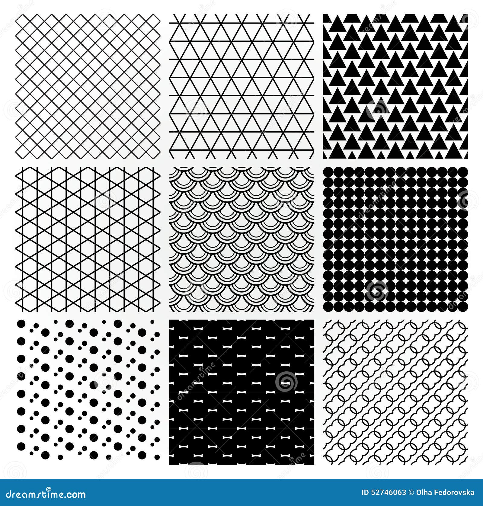 Geometric Monochrome Seamless Background Patterns Stock Vector - Image ...