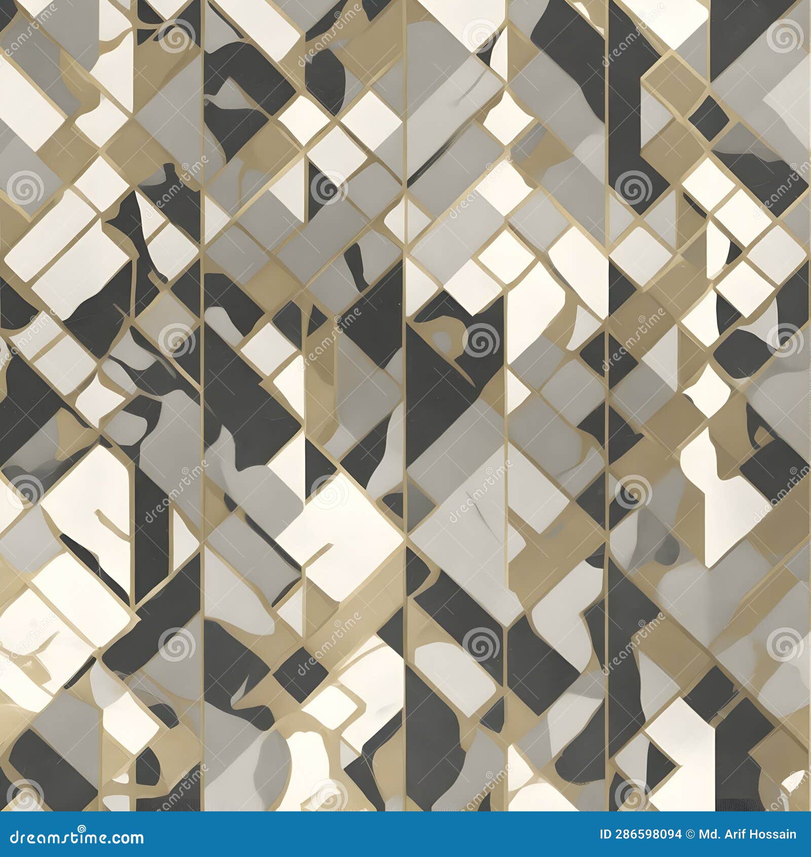 geometric mosaic tile with marble texture seamless pattern, generated by ai
