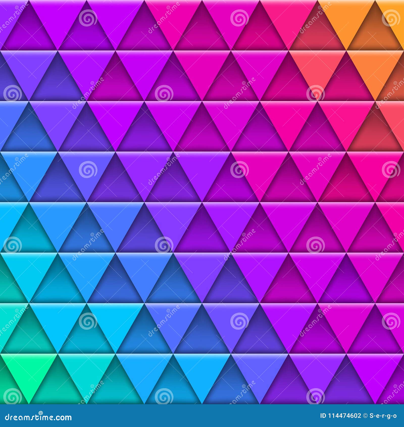 Geometric Multicolored Pattern Composed of Triangular Elements Stock