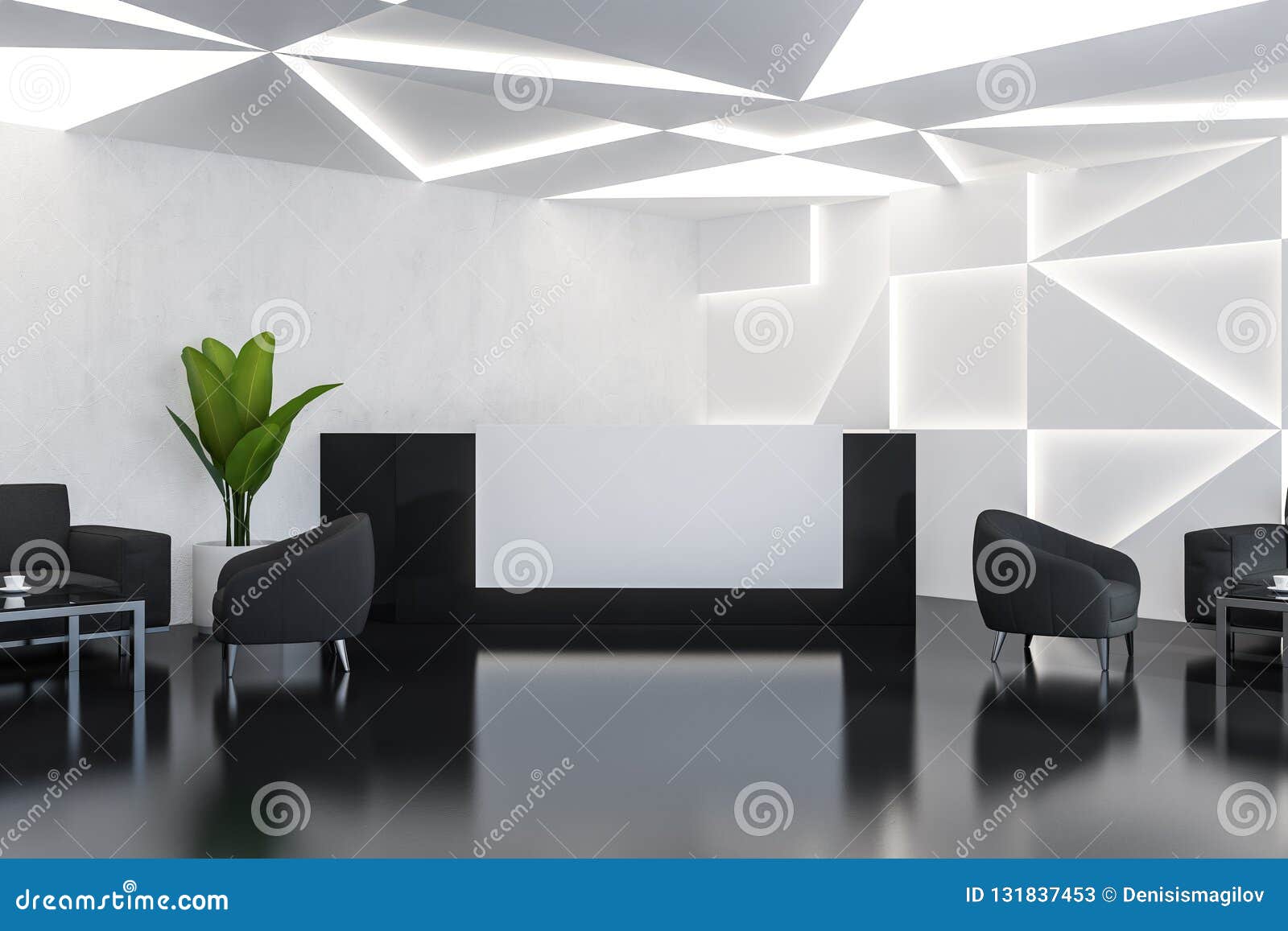 Geometric Office Interior Black Reception Stock Illustration - Illustration  of modern, finance: 131837453