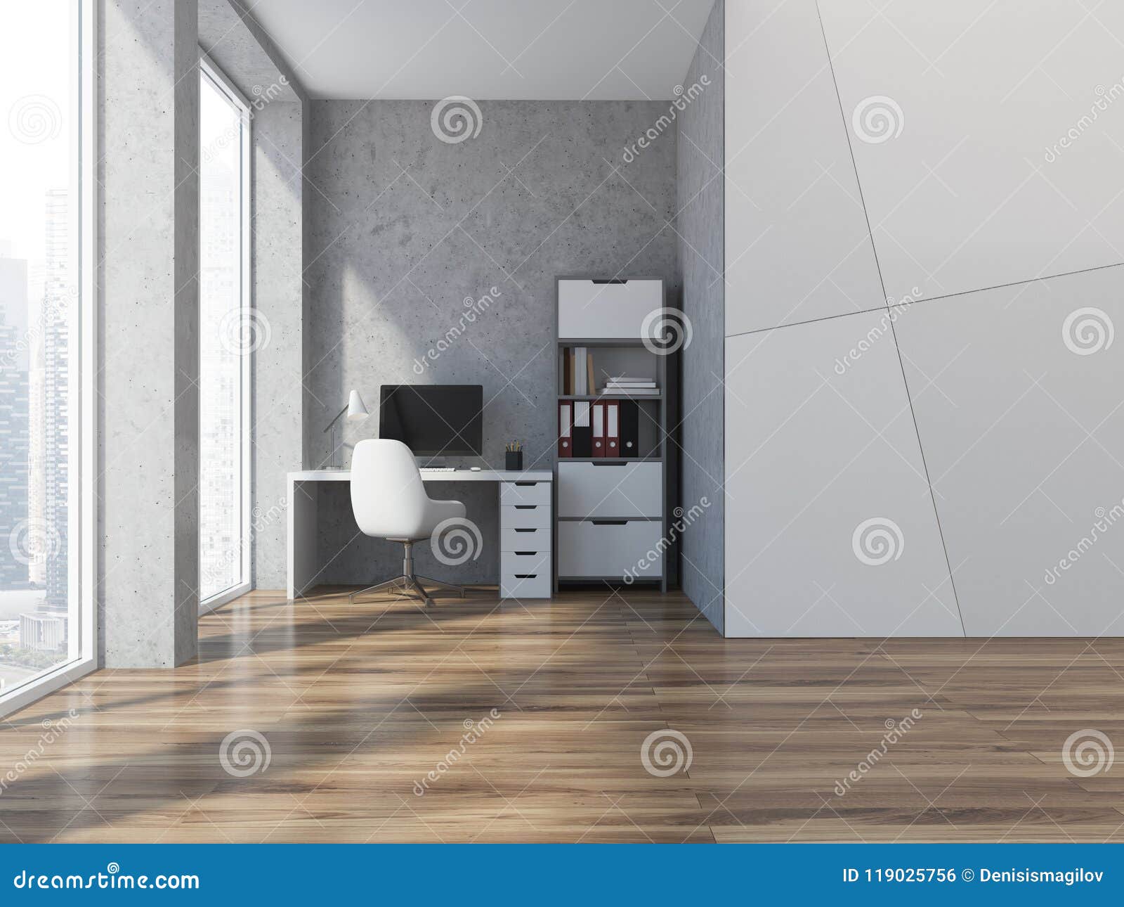 Geometric Pattern Home Office Interior Stock Illustration