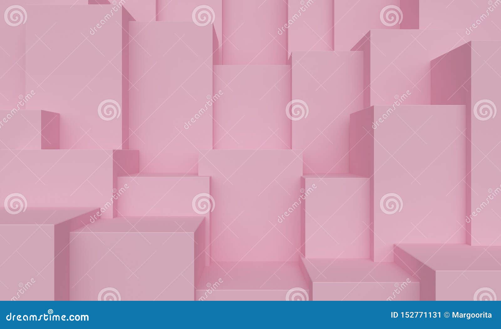 Geometric Pink Abstract Background with Square Platforms. 3d Rendering ...