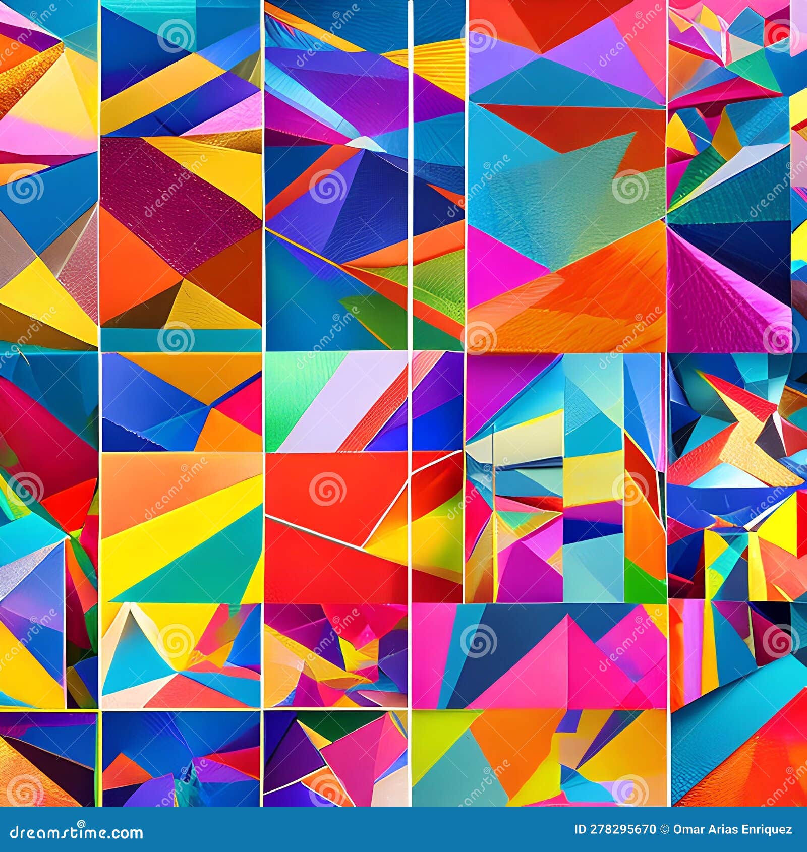 396 geometric prism collage: a modern and geometric background featuring a collage of geometric prisms in vibrant and harmonious