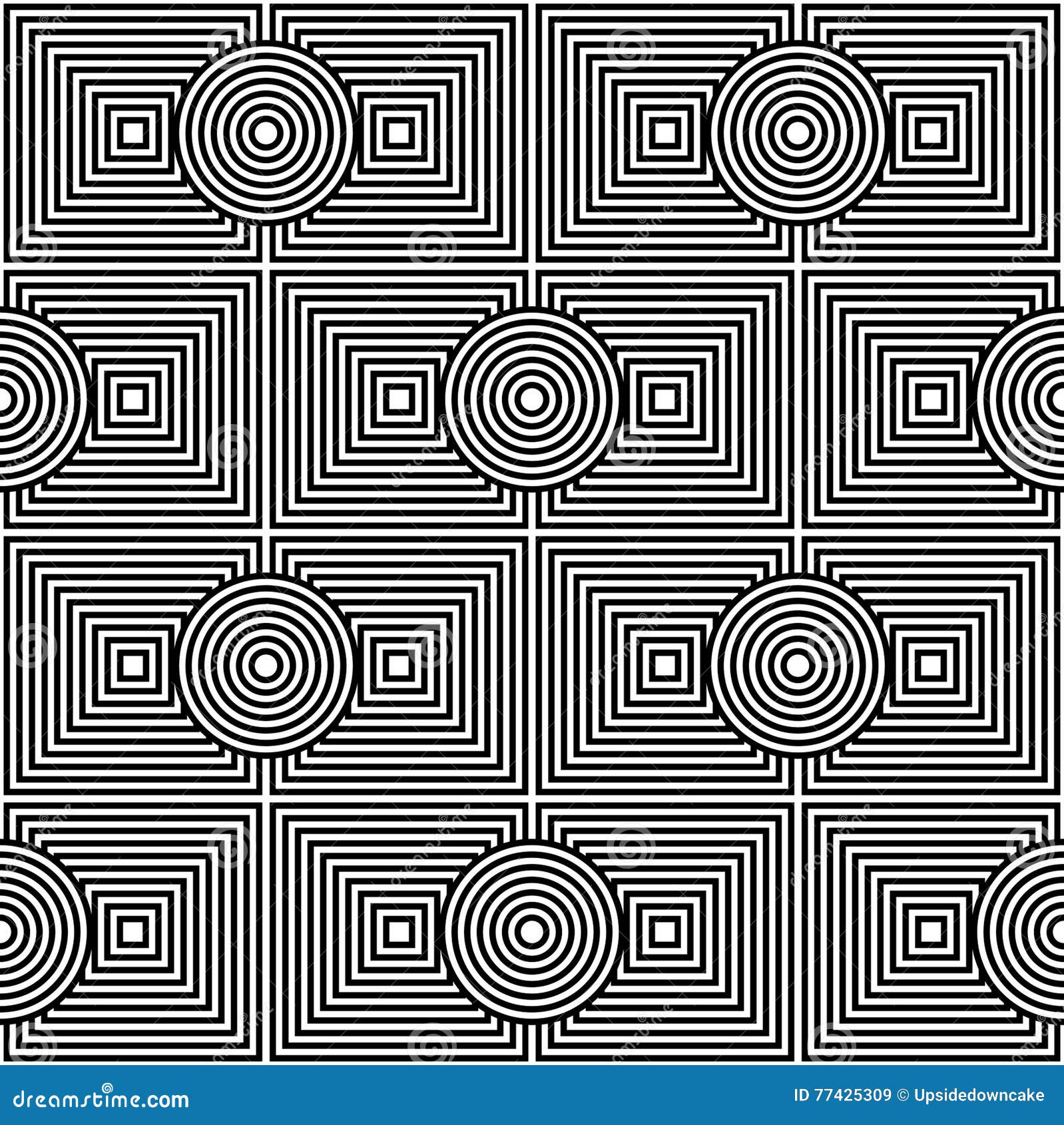 Geometric Psychedelic Seamless Pattern Stock Illustration
