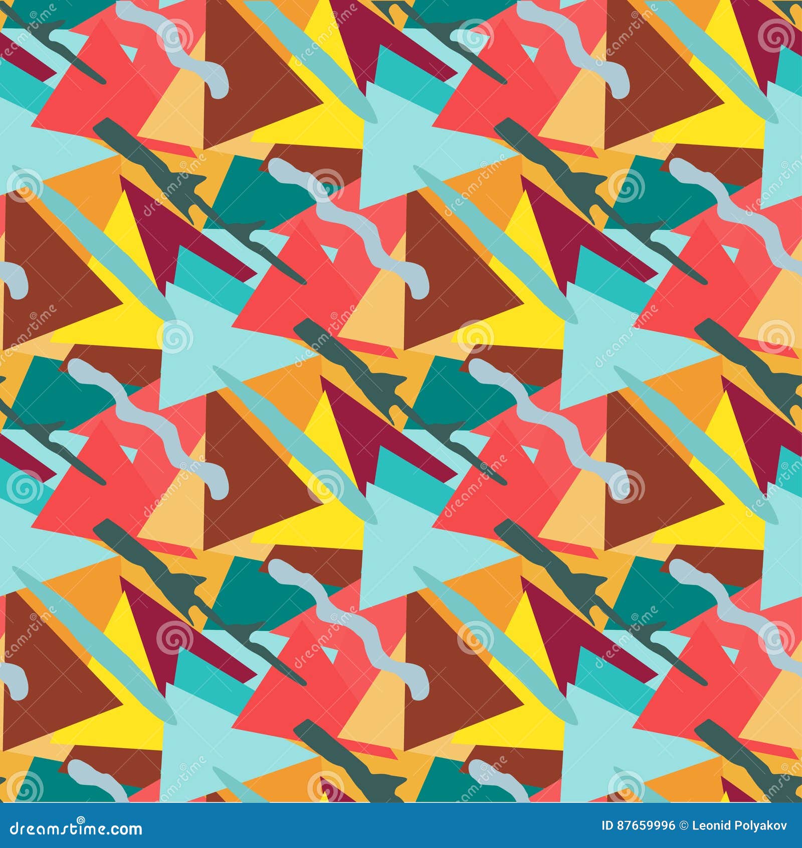 Geometric Seamless Beautiful Color Pattern in Retro Style Stock Vector