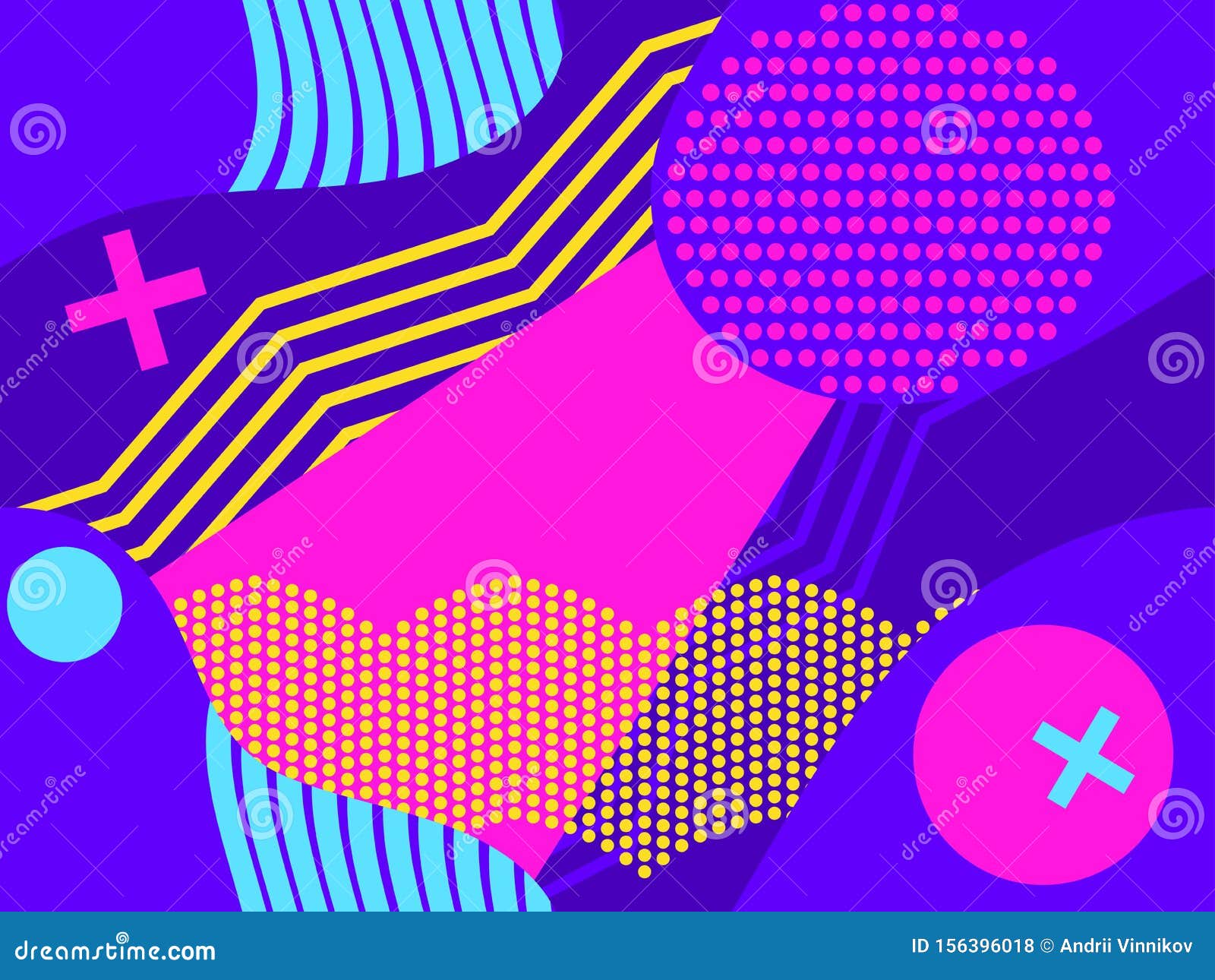 Geometric Seamless Pattern in Memphis and Pop Art Style. Point