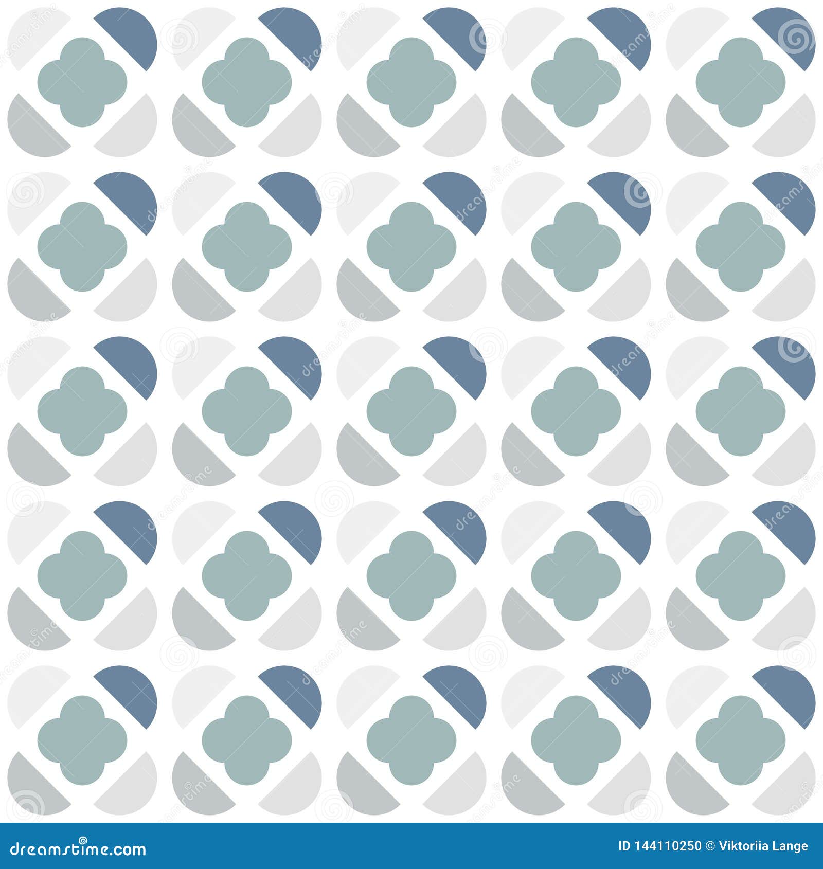 geometric  seamless pattern with semicircles and clover  in scandinavian style.