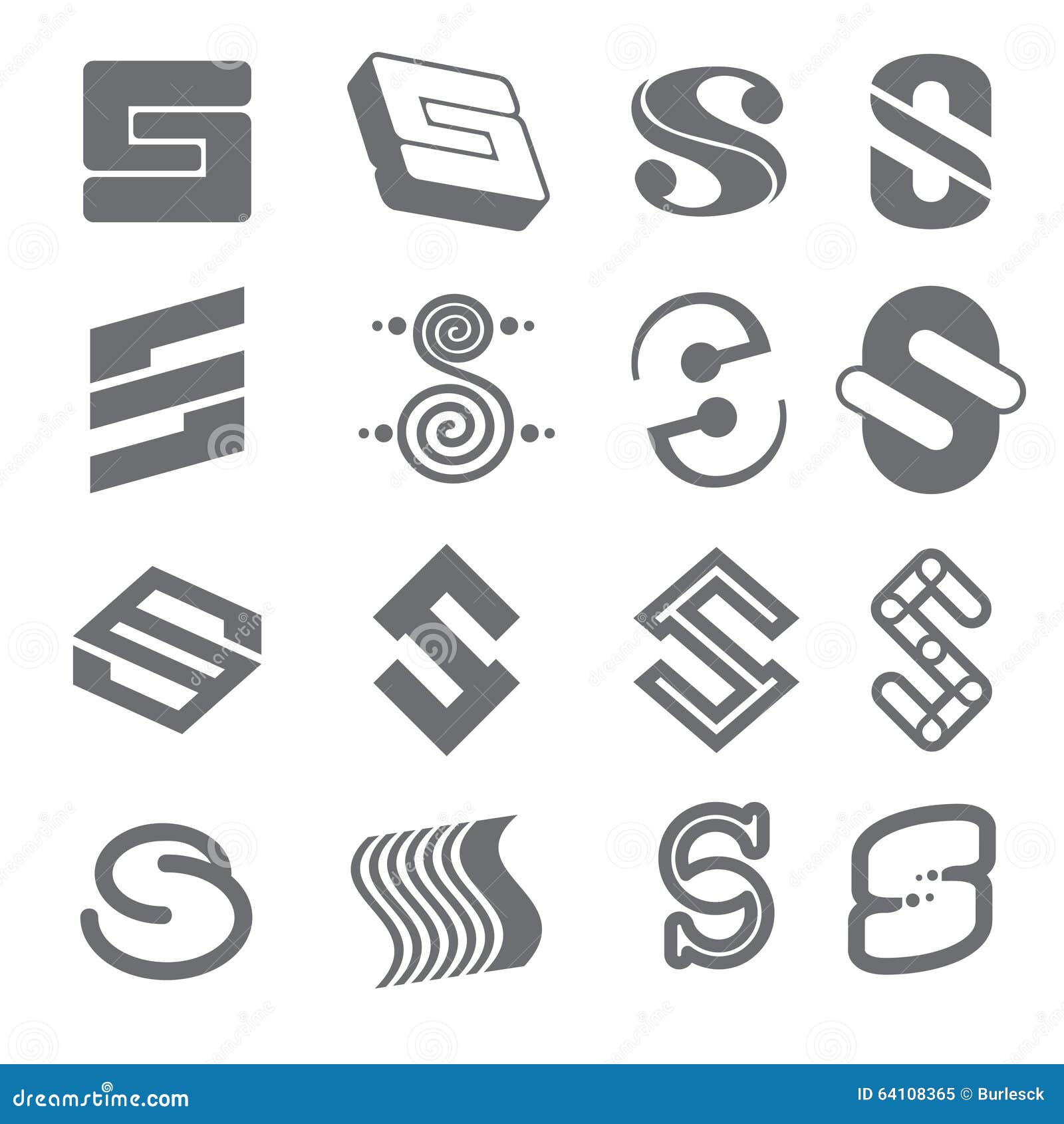 Geometric Shapes for S Letter Logo and Monogram Stock Vector