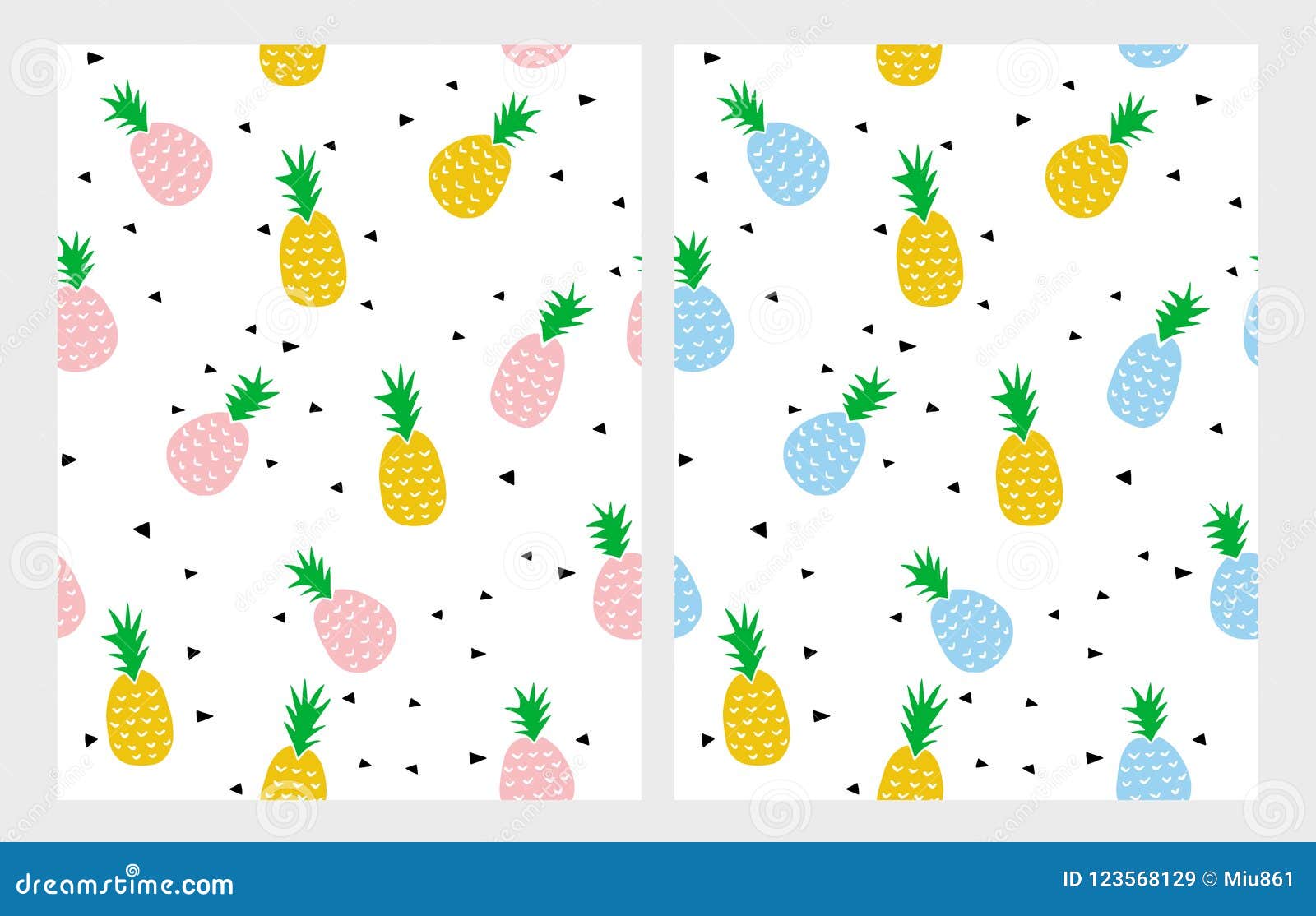 pineapple  pattern. white backgound. cute infantile abstract .
