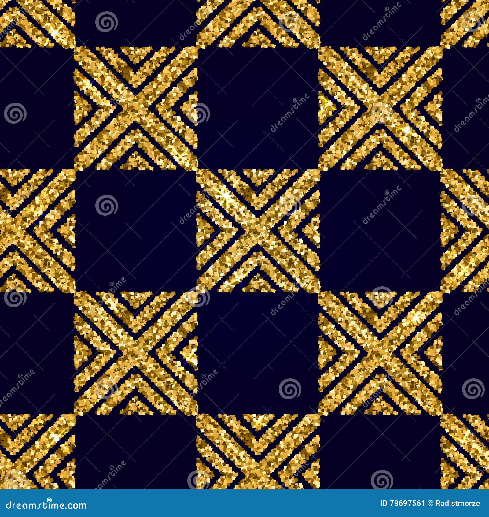 Geometric Striped Ornament. Vector Gold Seamless Patterns Stock Vector