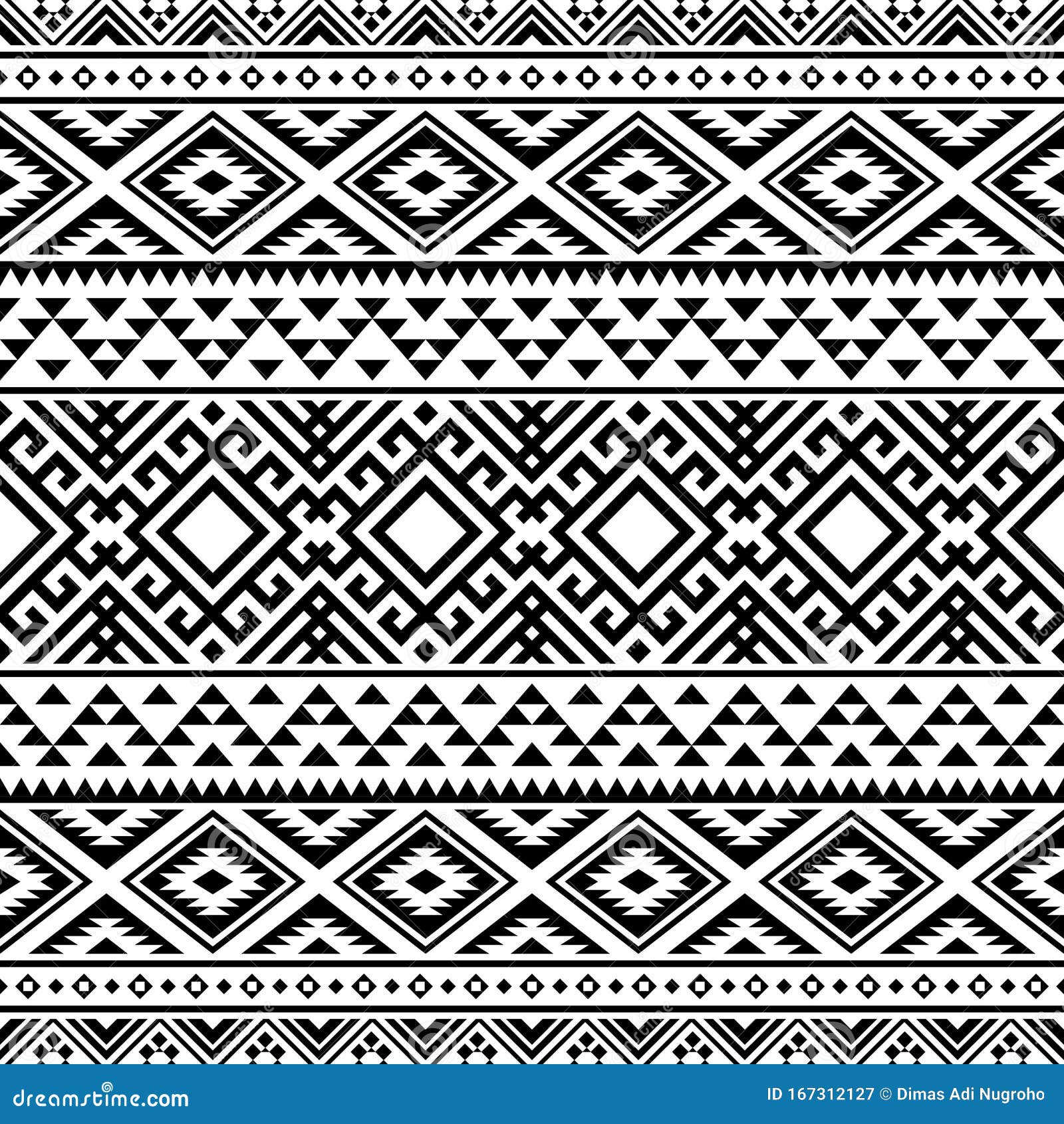 Geometric Tribal Pattern Vector Black White Color Stock Vector ...