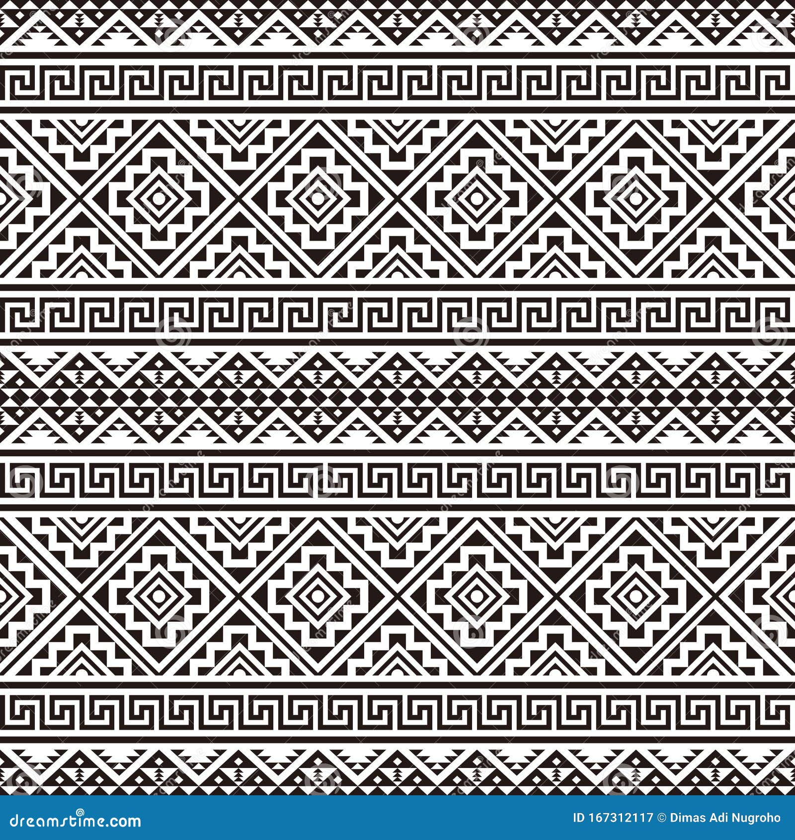 Geometric Tribal Pattern Vector Black White Color Stock Vector ...