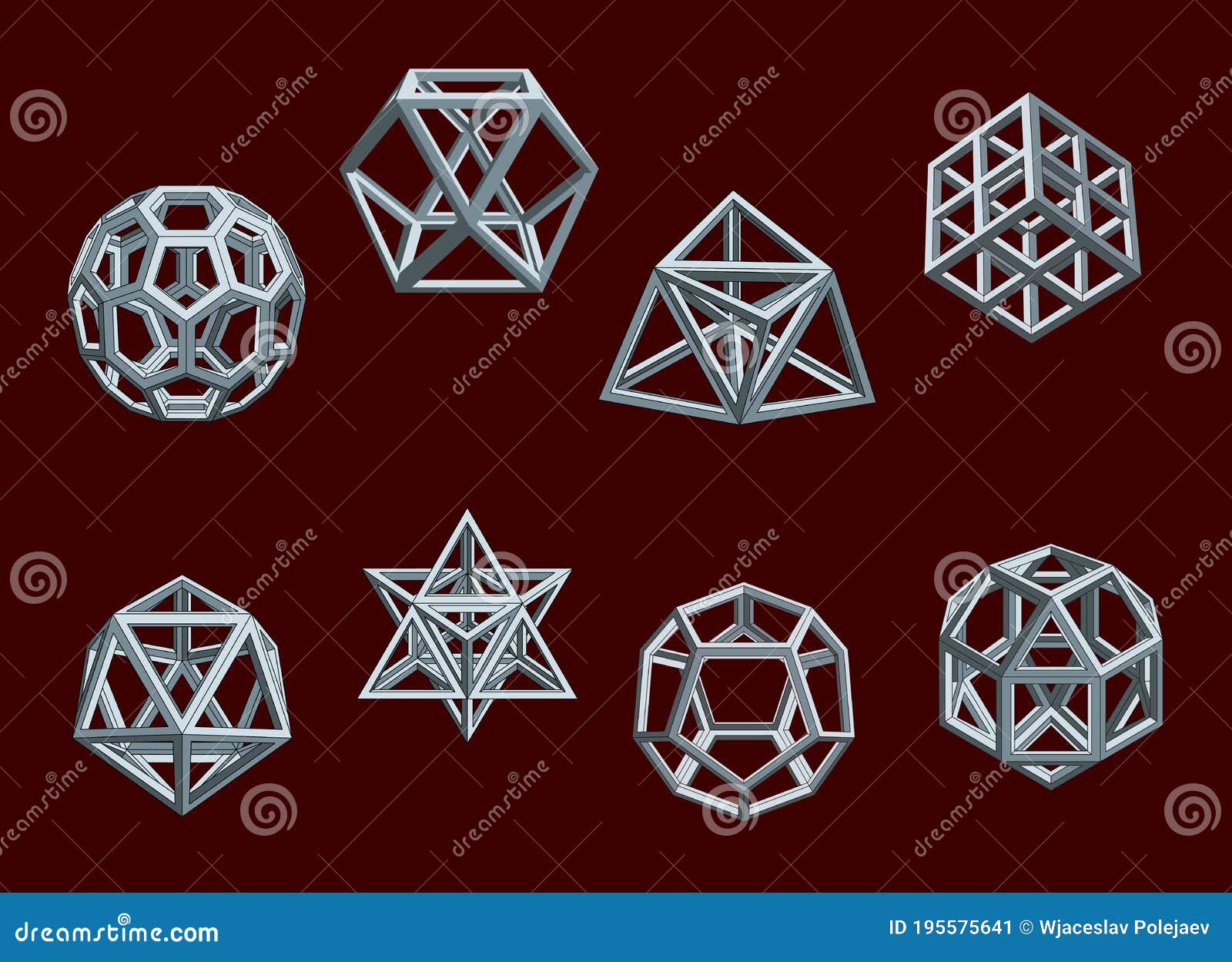 Contour and Non-contour Polyhedra on a Blue Background. Stock Vector -  Illustration of archimedes, divine: 194847861