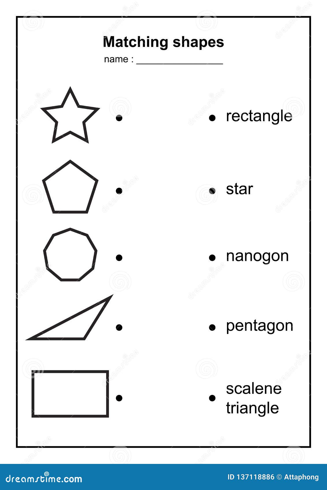 geometry  matching game. educational geometric s game. printable learning material for kids . black and white printables