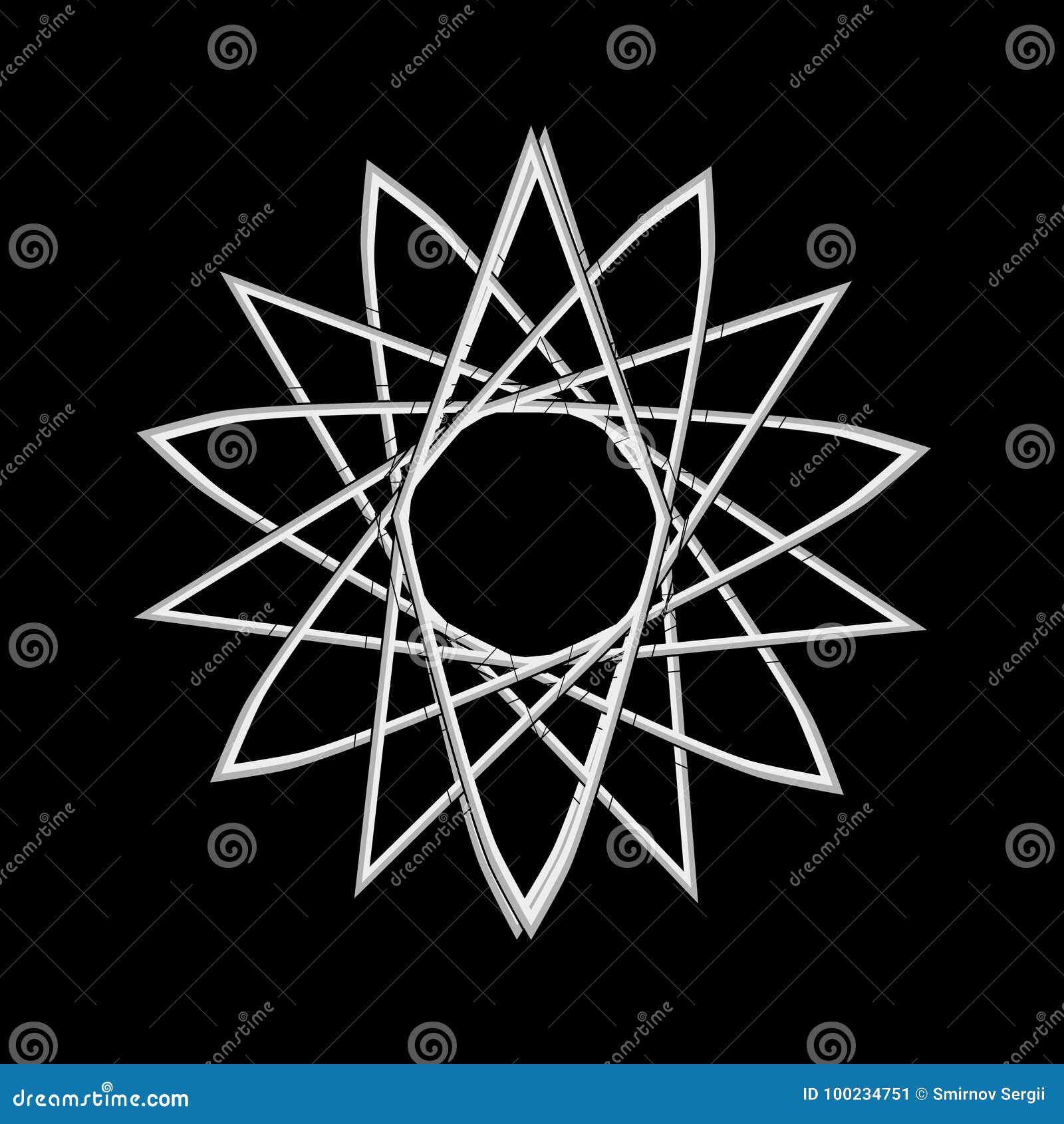 Geometrycznej deseniowej ikony gwiazdy astrologii ustalony pentagram. Geometryczna deseniowa symbolu fractale pentagrama astrologii znaczka etykietka