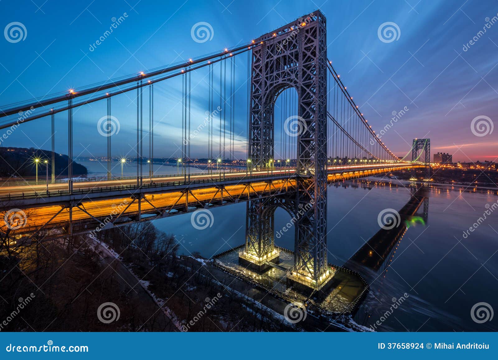 George Washington Bridge Sunrise Stock Photo - Image of highway,  engineering: 37658924