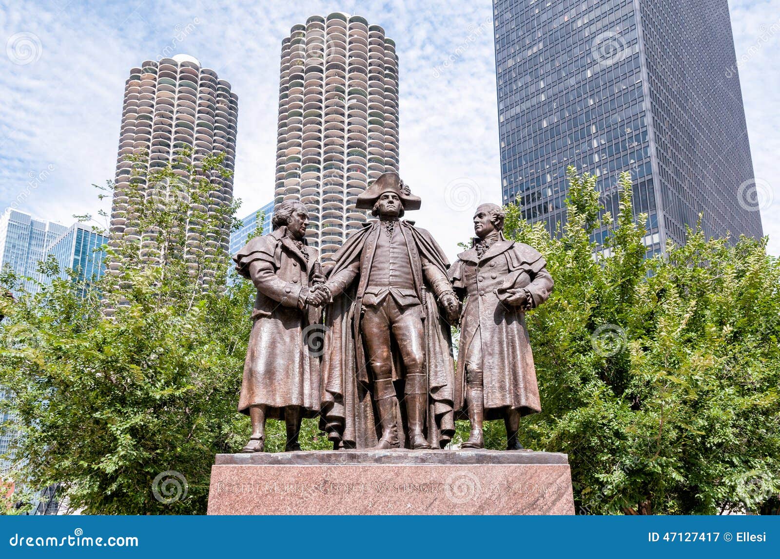 George Washington, Robert Morris, Haym Salomon Memorial Stock Image - Image monument: