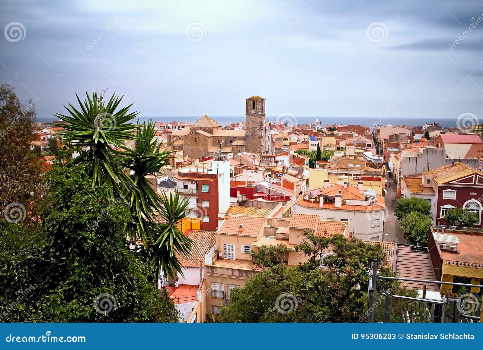 a georgeous view from the outlook over malgrat de mar, spain.