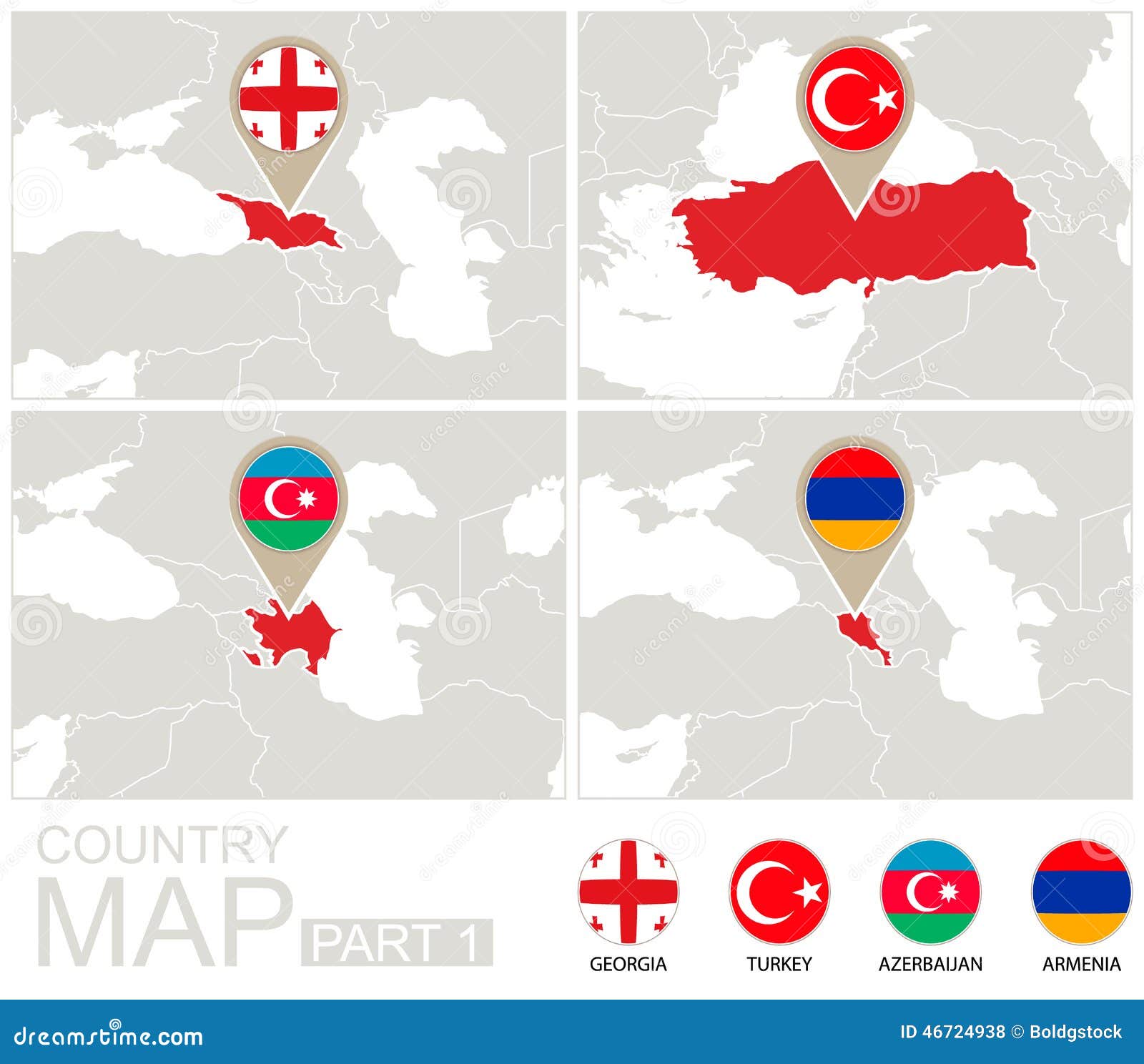 Georgia, Турция, Азербайджан, Армения на карте Европы Иллюстрация ...