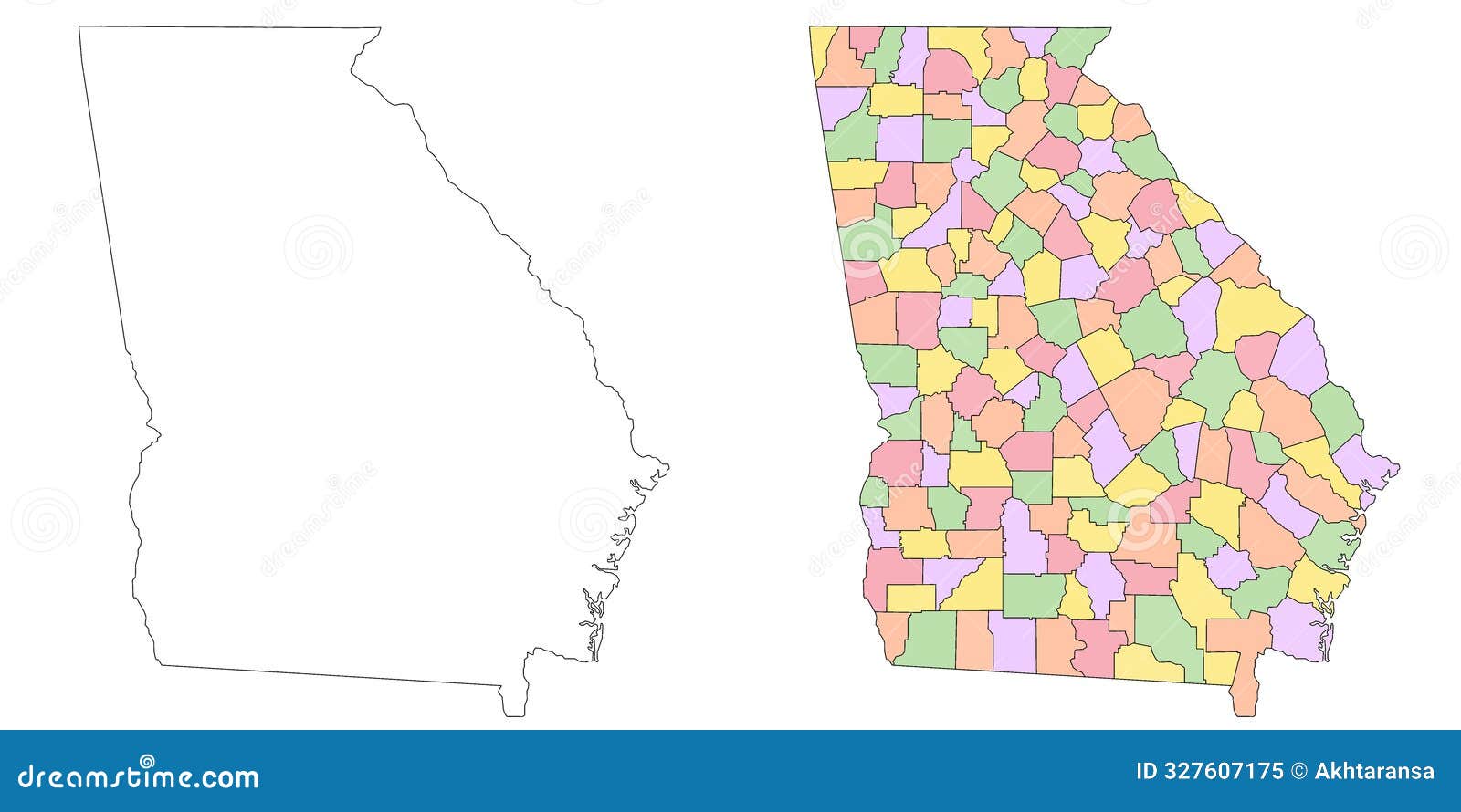 Administrative Map, Outline and Counties State Map Set