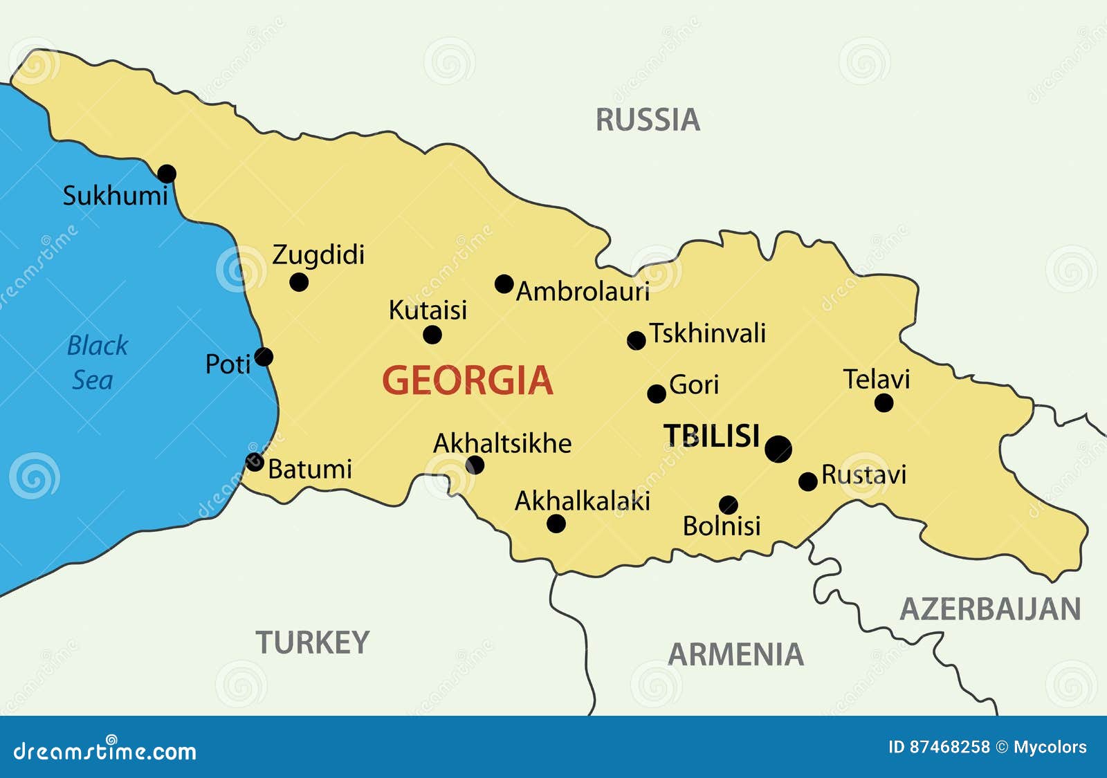 Georgia Country - Vector Map Stock Vector - Illustration of region