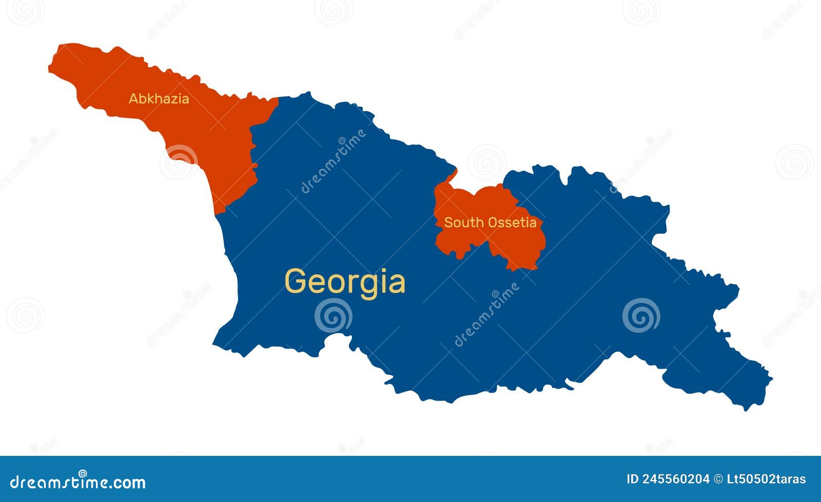 Georgia Map. Detailed Blue Silhouette. Regions Of South Ossetia And ...