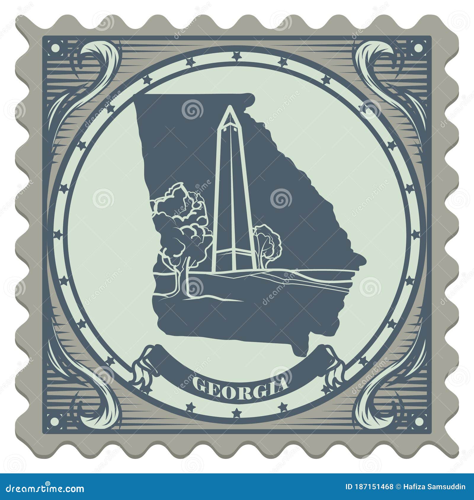Postage Stamp Design. Vector Illustration