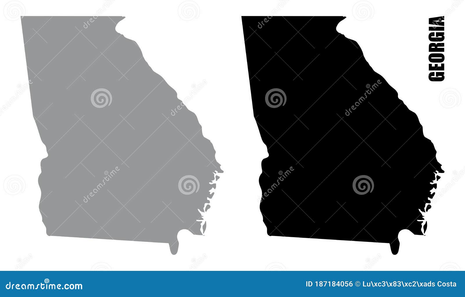 Georgia State Silhouette Maps Stock Vector - Illustration of grey