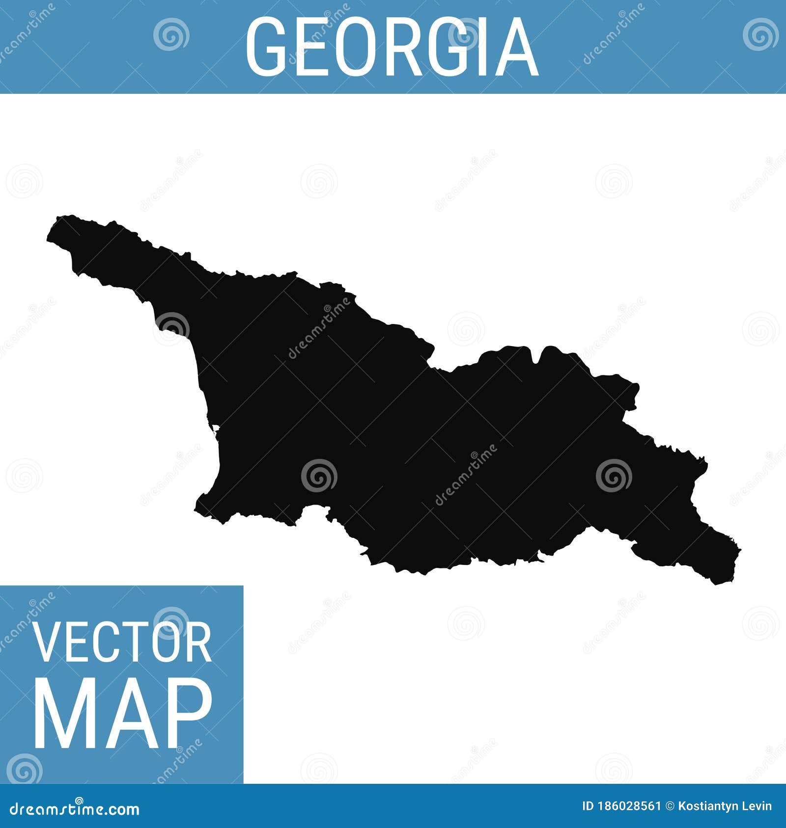 Georgia Vector Map Isolated On White Background. High-Detailed Black