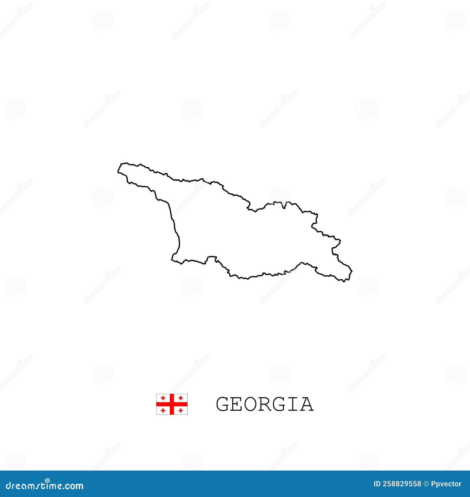 Vector Map Outline, Line, Linear. Black Map on White