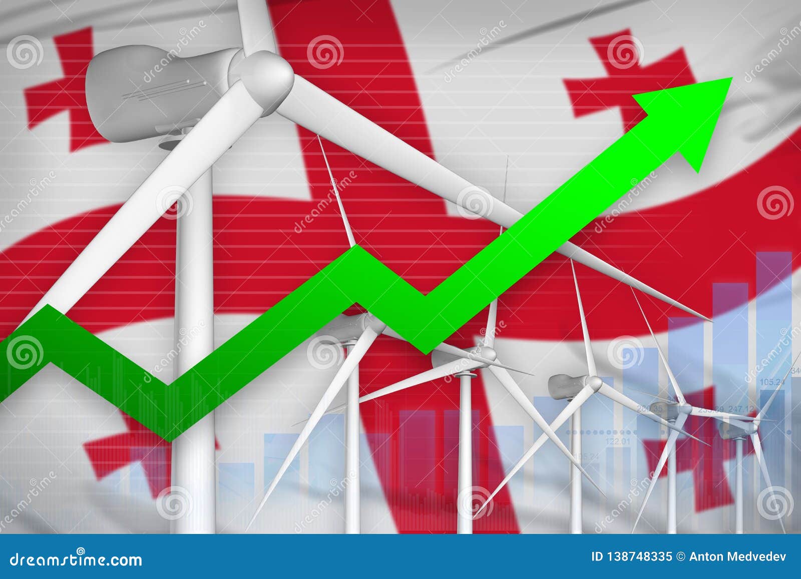 Wind Energy Power Rising Chart, Arrow Up Alternative Natural