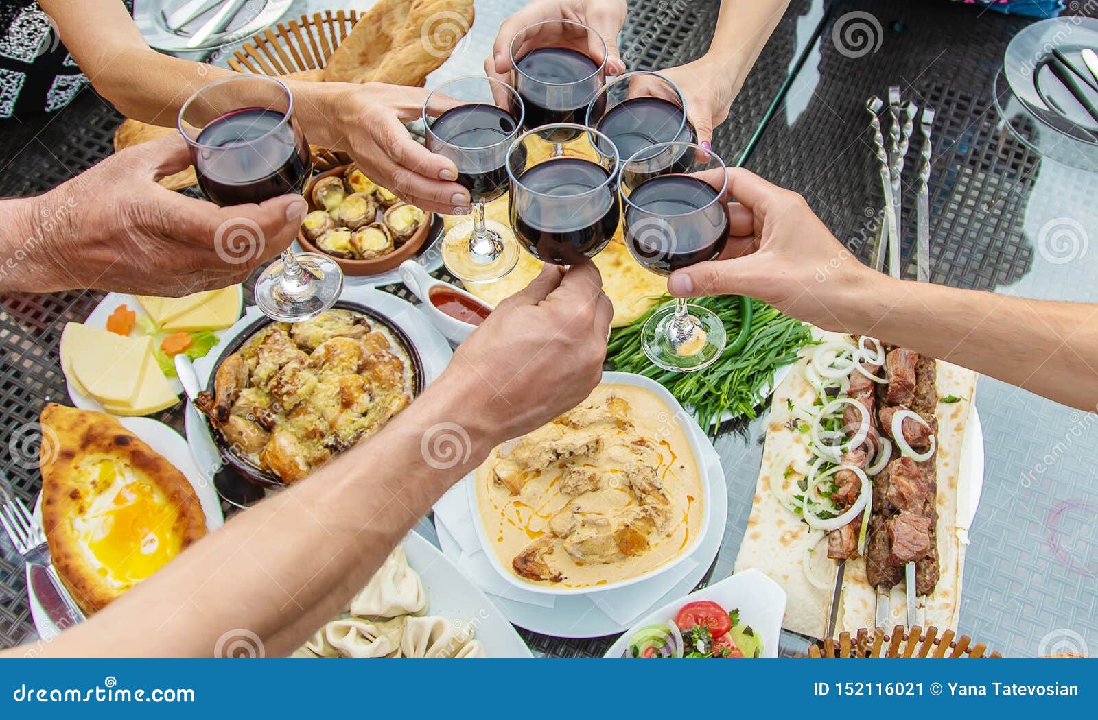 georgian dishes on the table. selective focus