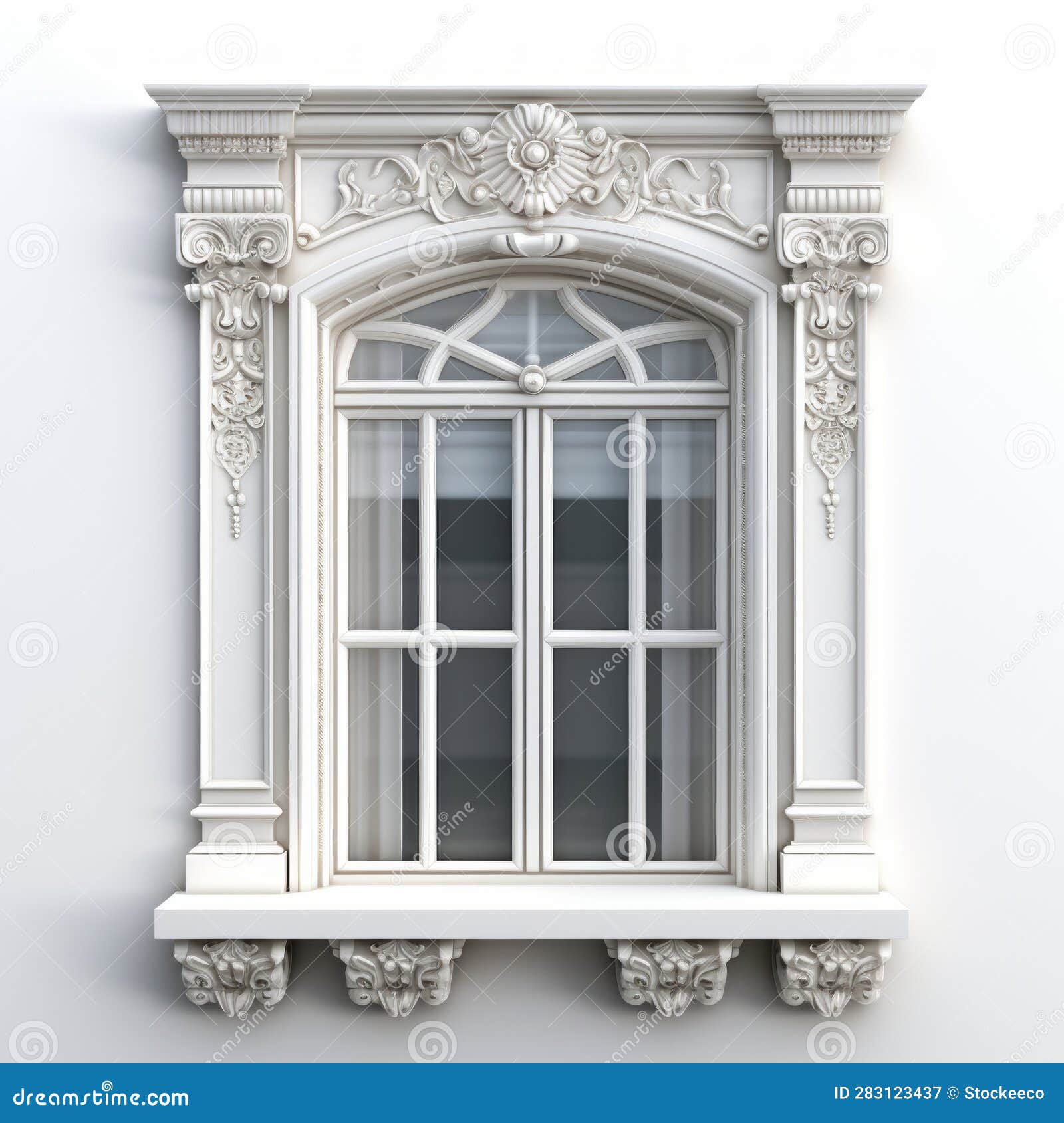 georgian window with ornate decorations in zbrush style