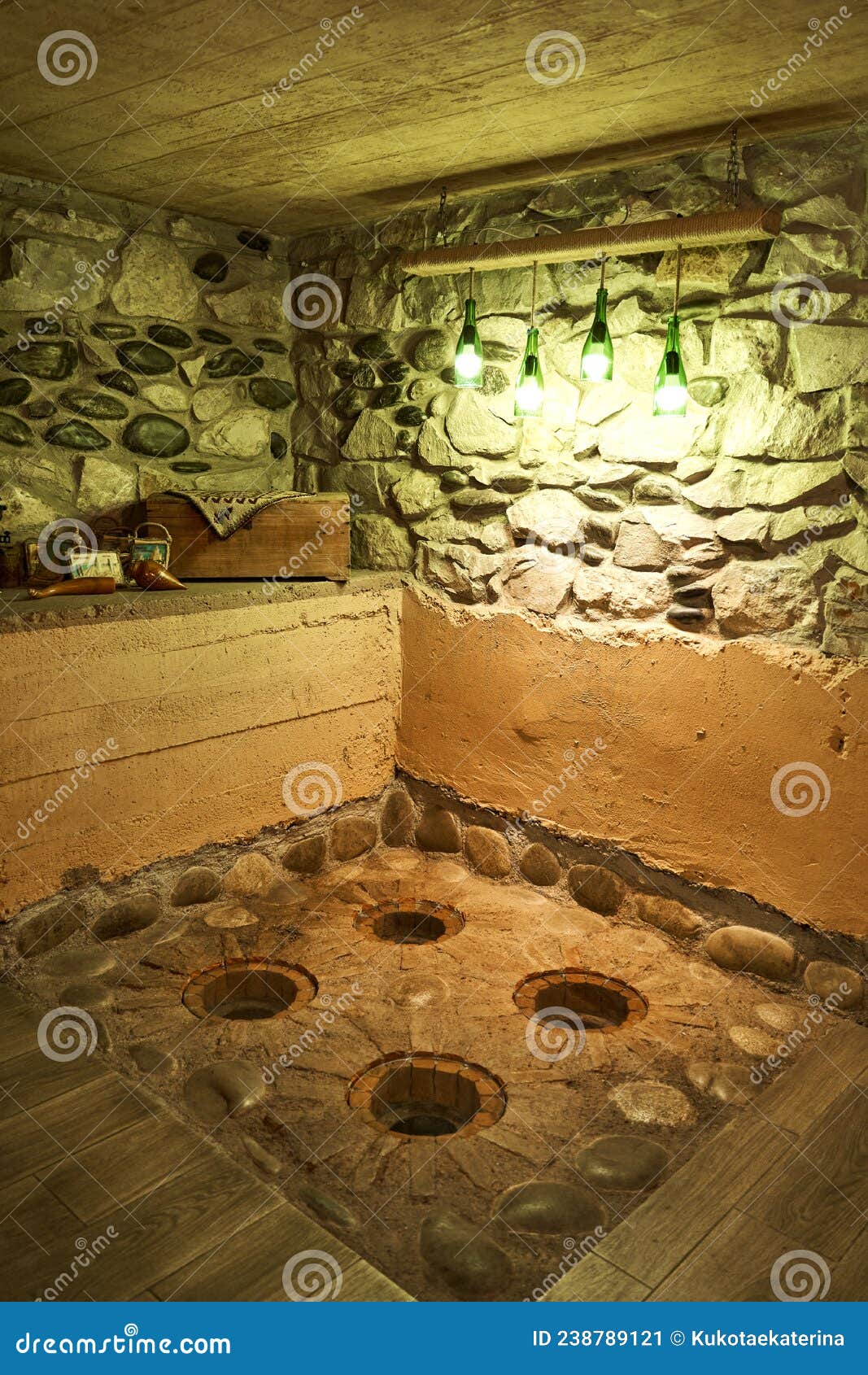 Wine Cellar. the Wine Containers are Dug into the Ground Stock