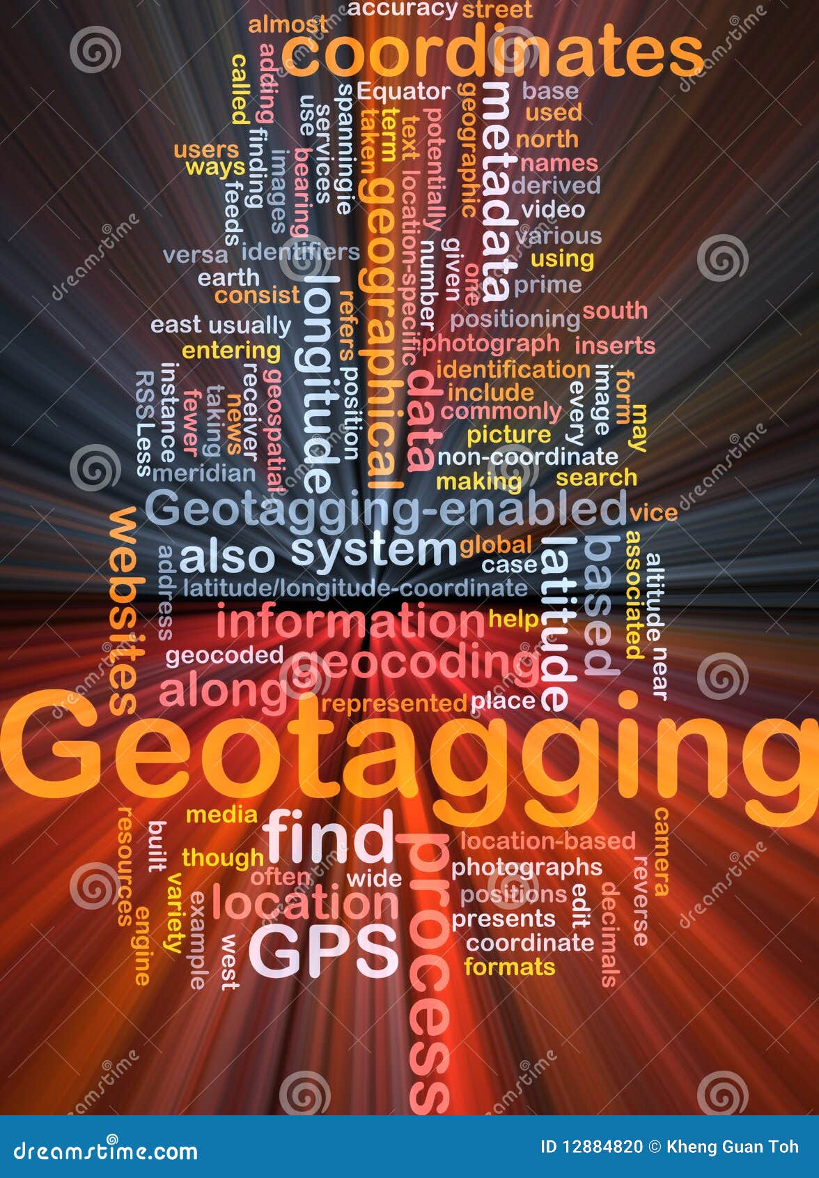 geotagging coordinates background concept glowing