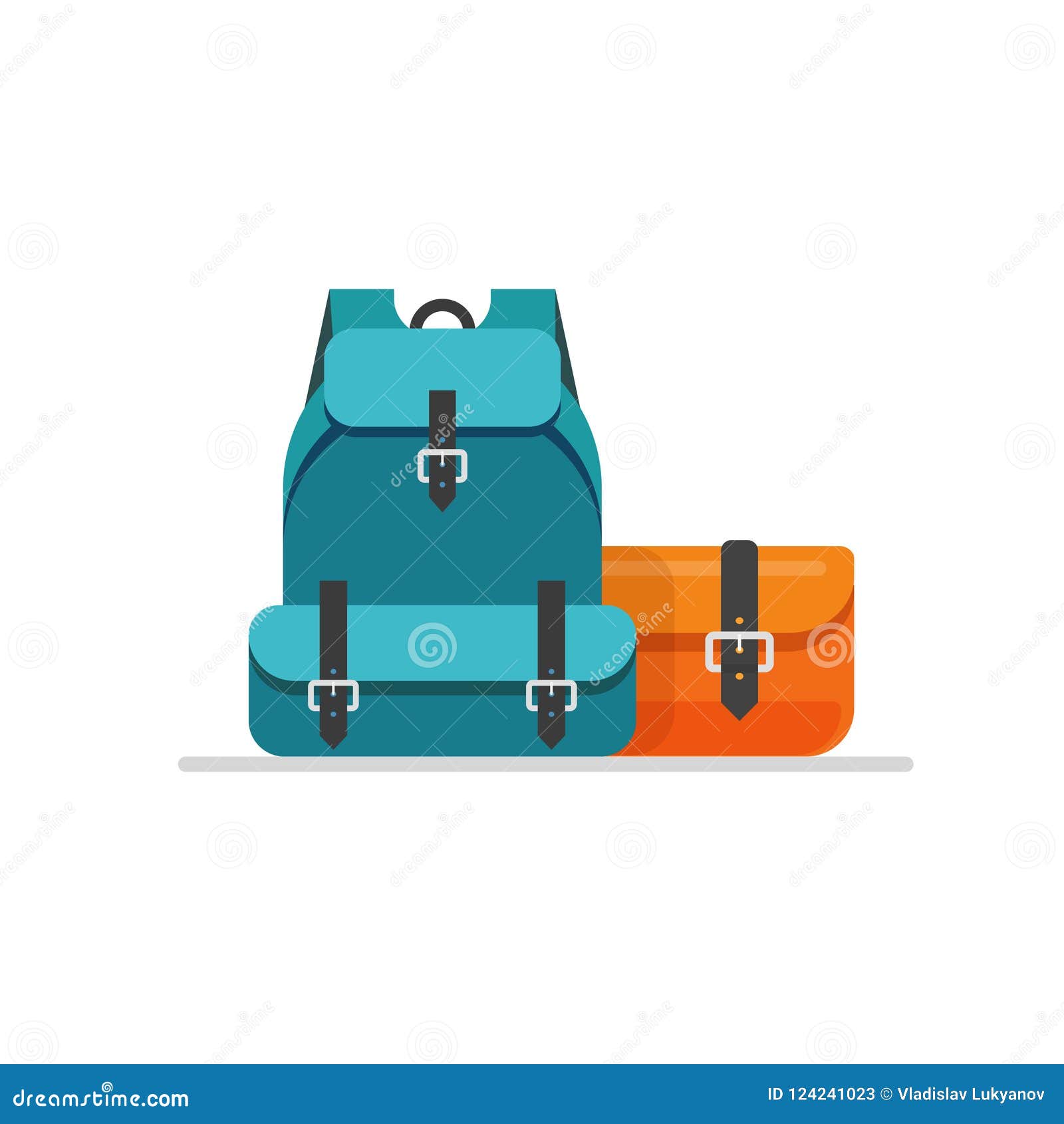 süß Reise Koffer mit Aufkleber. ein Reisende Tasche. Gepäck Tasche. Reise  Konzept. Karikatur Vektor Illustration 21834311 Vektor Kunst bei Vecteezy
