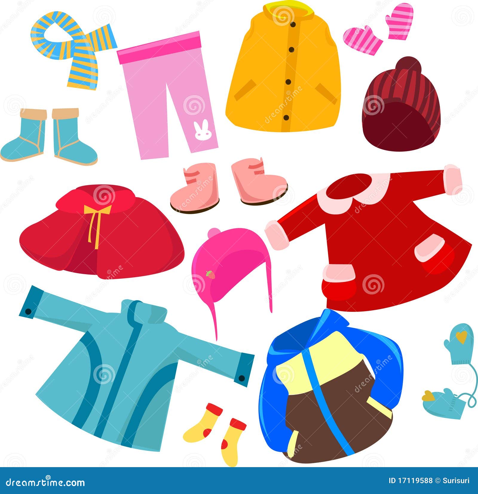 Geplaatste kleren vector illustratie. Illustration of seizoen - 17119588