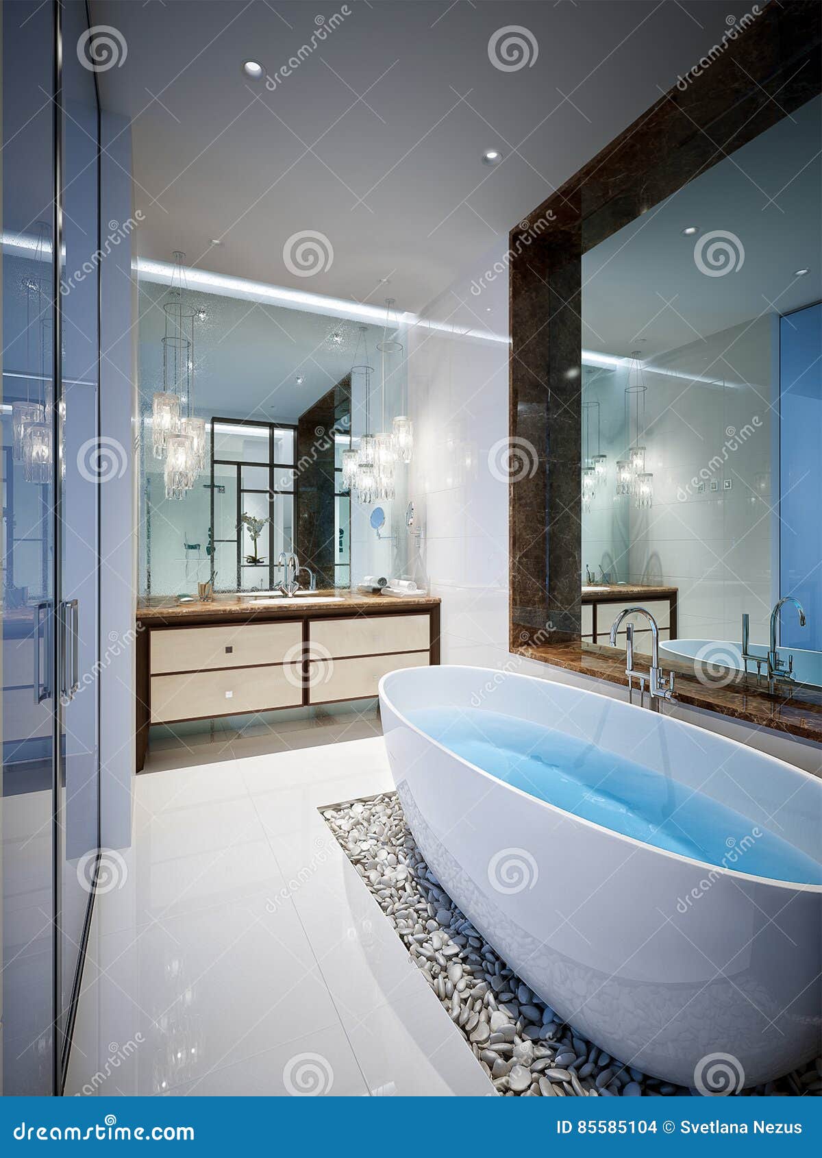 Geraumiges Und Helles Modernes Badezimmer Stockfoto Bild Von Helles Modernes 85585104