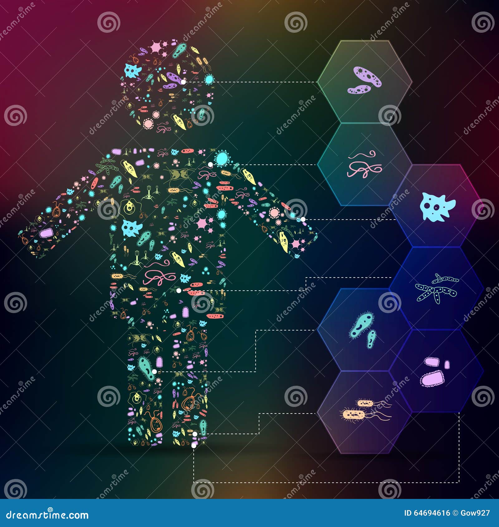 germ and pathogen icon in human  infographic background