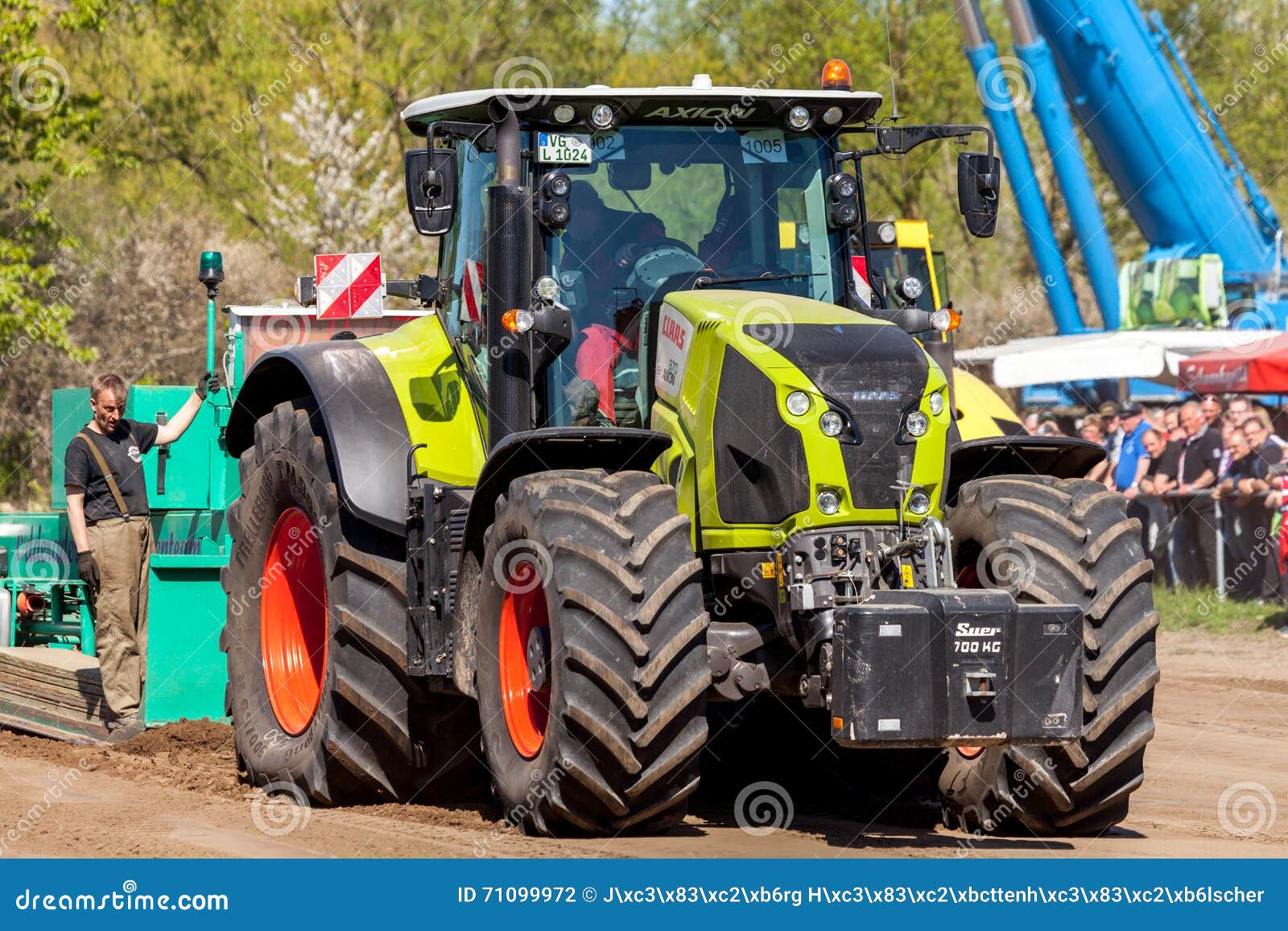 German Claas Axion Tractor Drives On Track By A Traktor Pulling Event