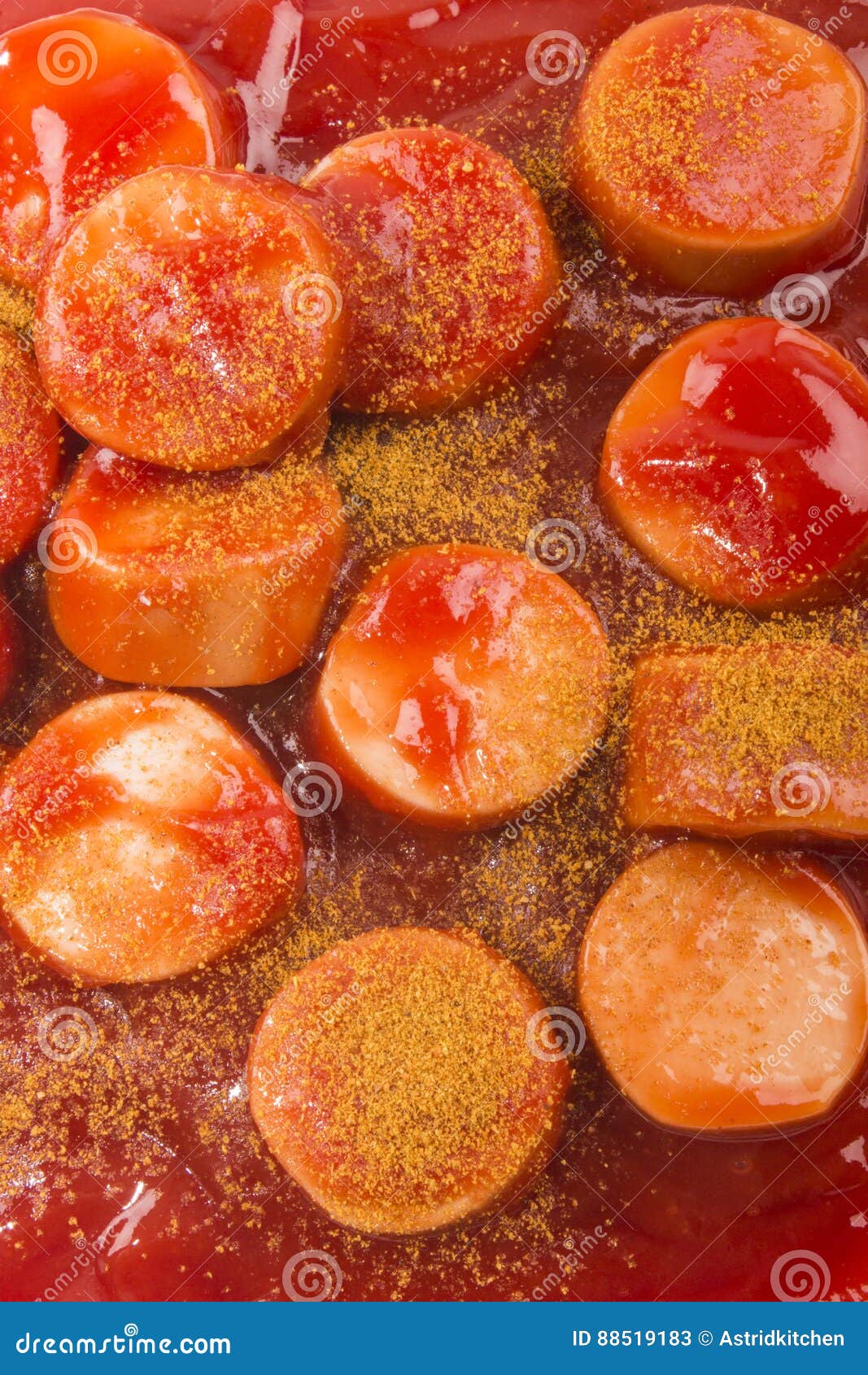 German Currywurst with Ketchup and Curry Powder Stock Image Image of