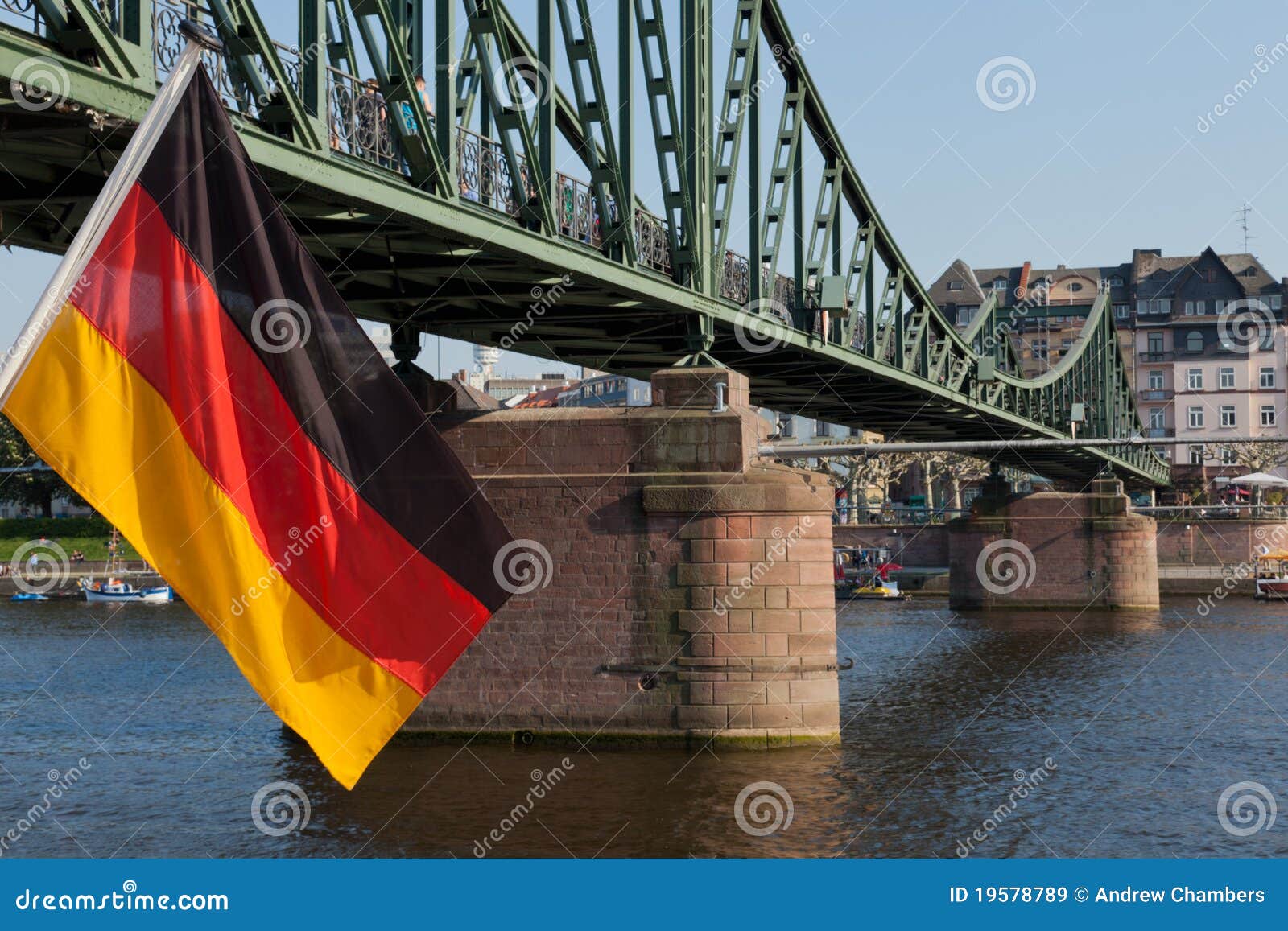 German Flag in Frankfurt stock image. Image of riverbank 19578789