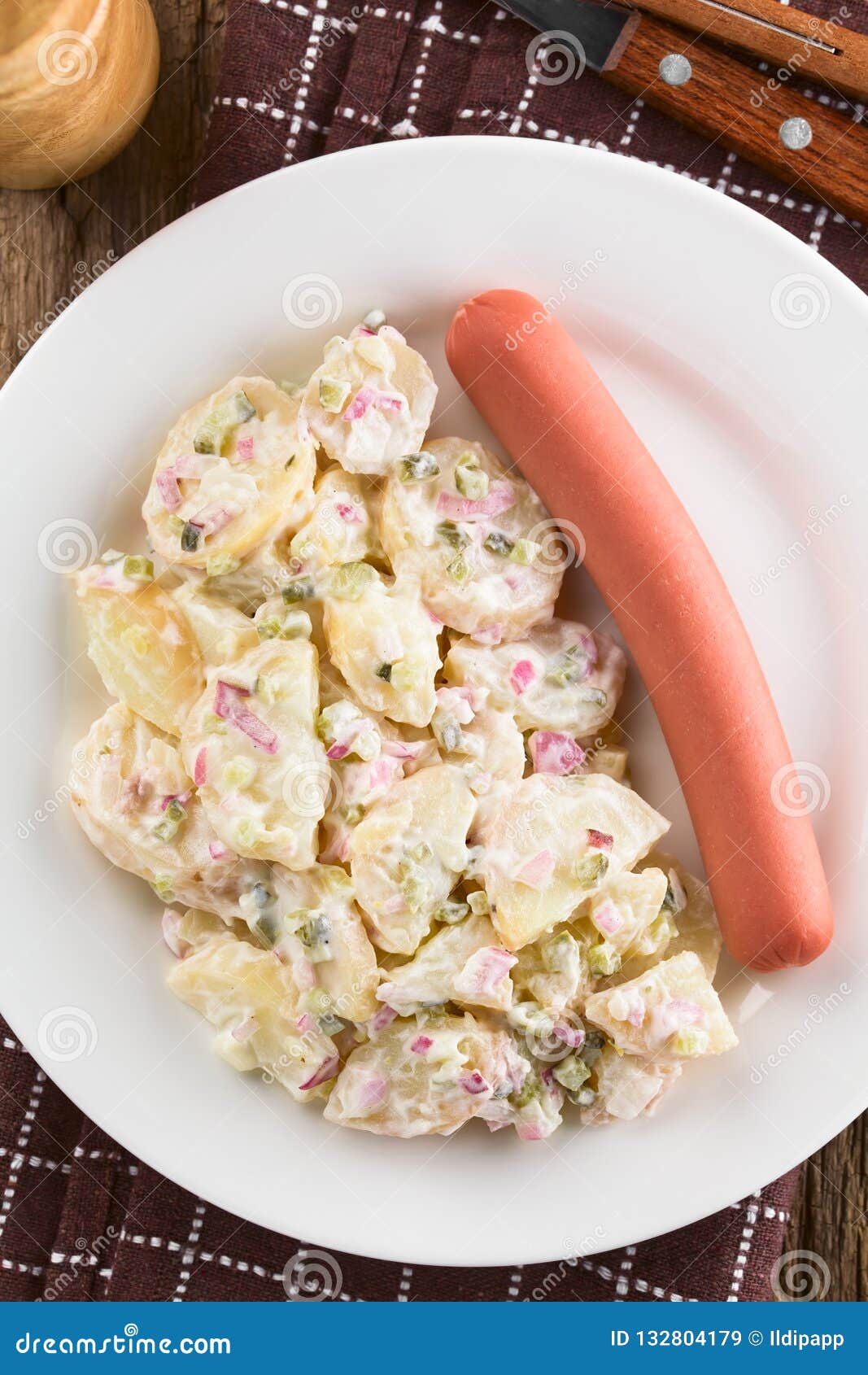 German Kartoffelsalat Potato Salad with Sausage Stock Image - Image of ...