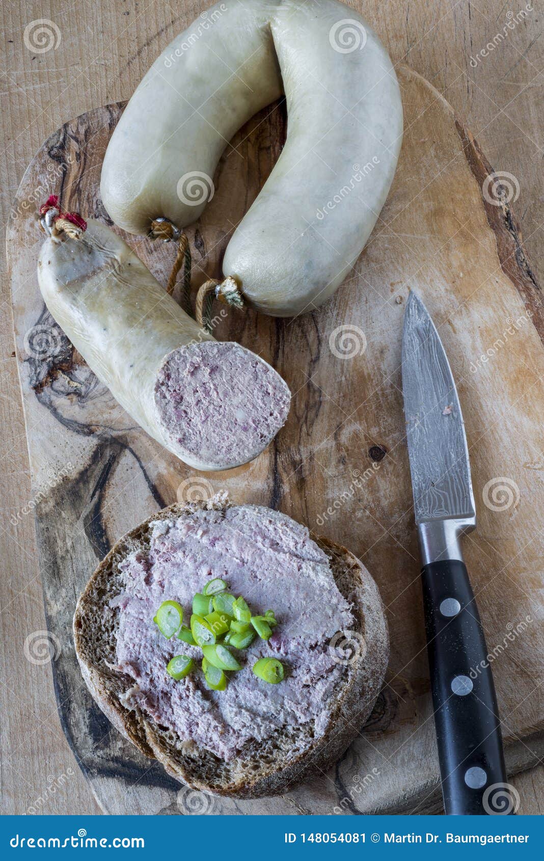 German Liver Sausages and Bread Roll Stock Image Image of bread