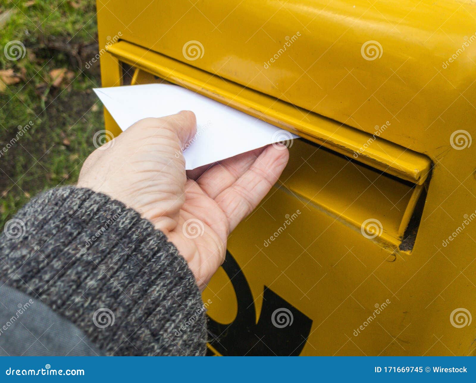 German Mailbox with a Small Latter in the Slot. Stock Image Image of hand, icon 171669745