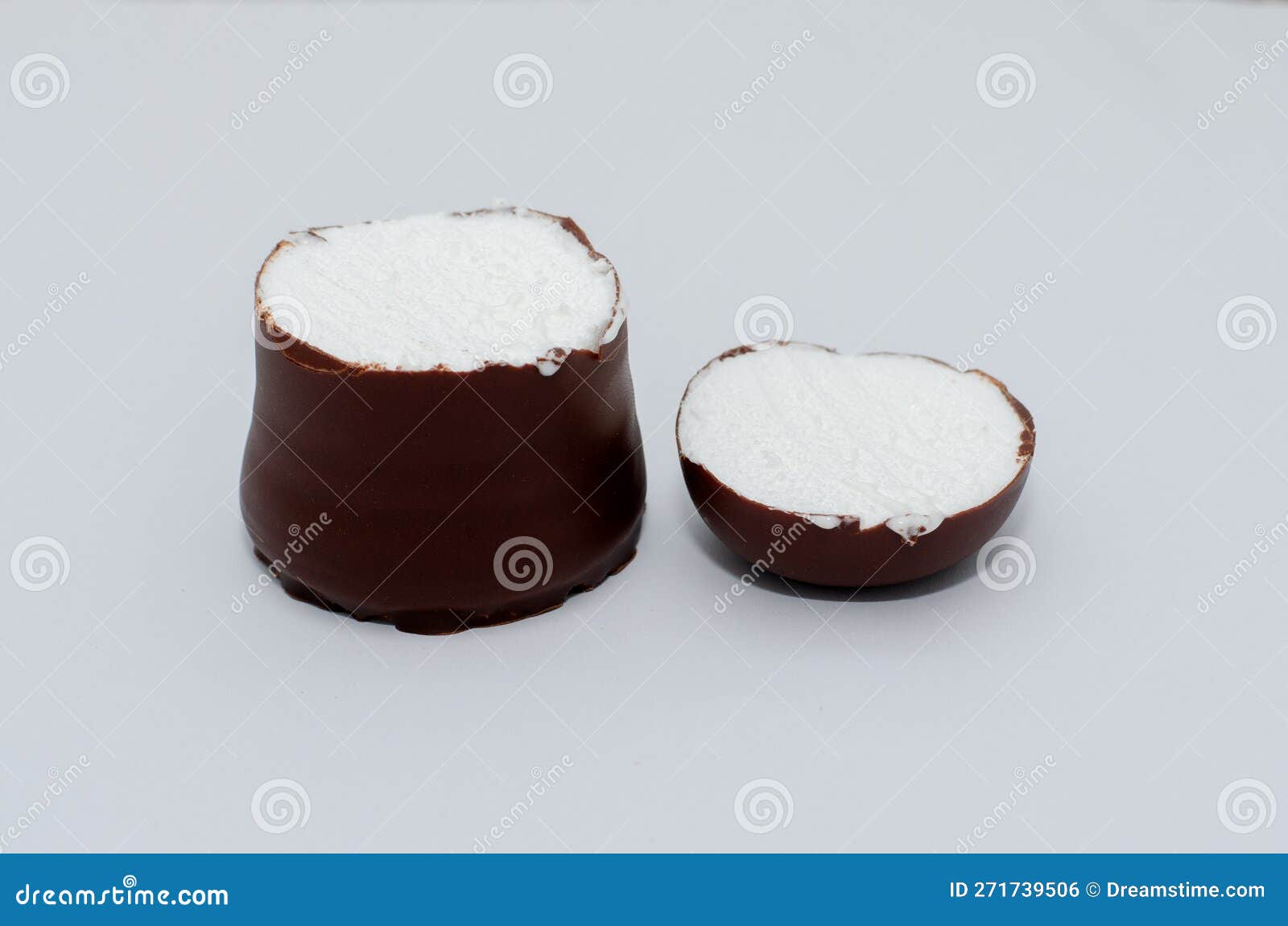 German Marshmallow in Chocolate on a White Background Stock Photo Image of chocolate, candy