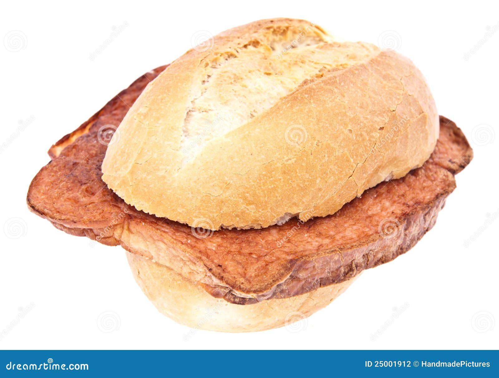 German Meat Loaf on a Roll Isolated Stock Photo Image of liver, meat