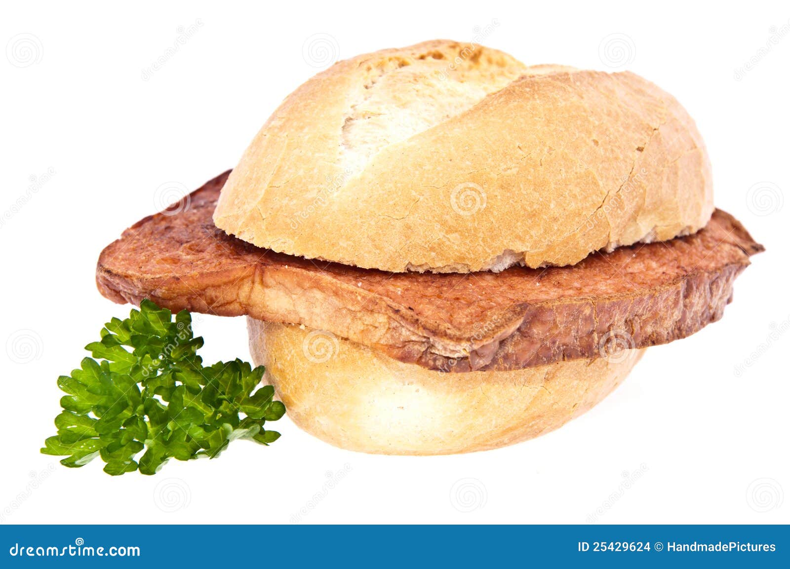 German Meat Loaf on a Roll Isolated Stock Photo Image of food, meat