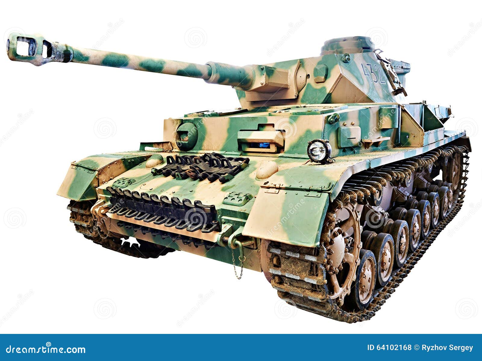 German Medium Tank PzKpfw IV; Panzer IV Isolated White Stock Photo