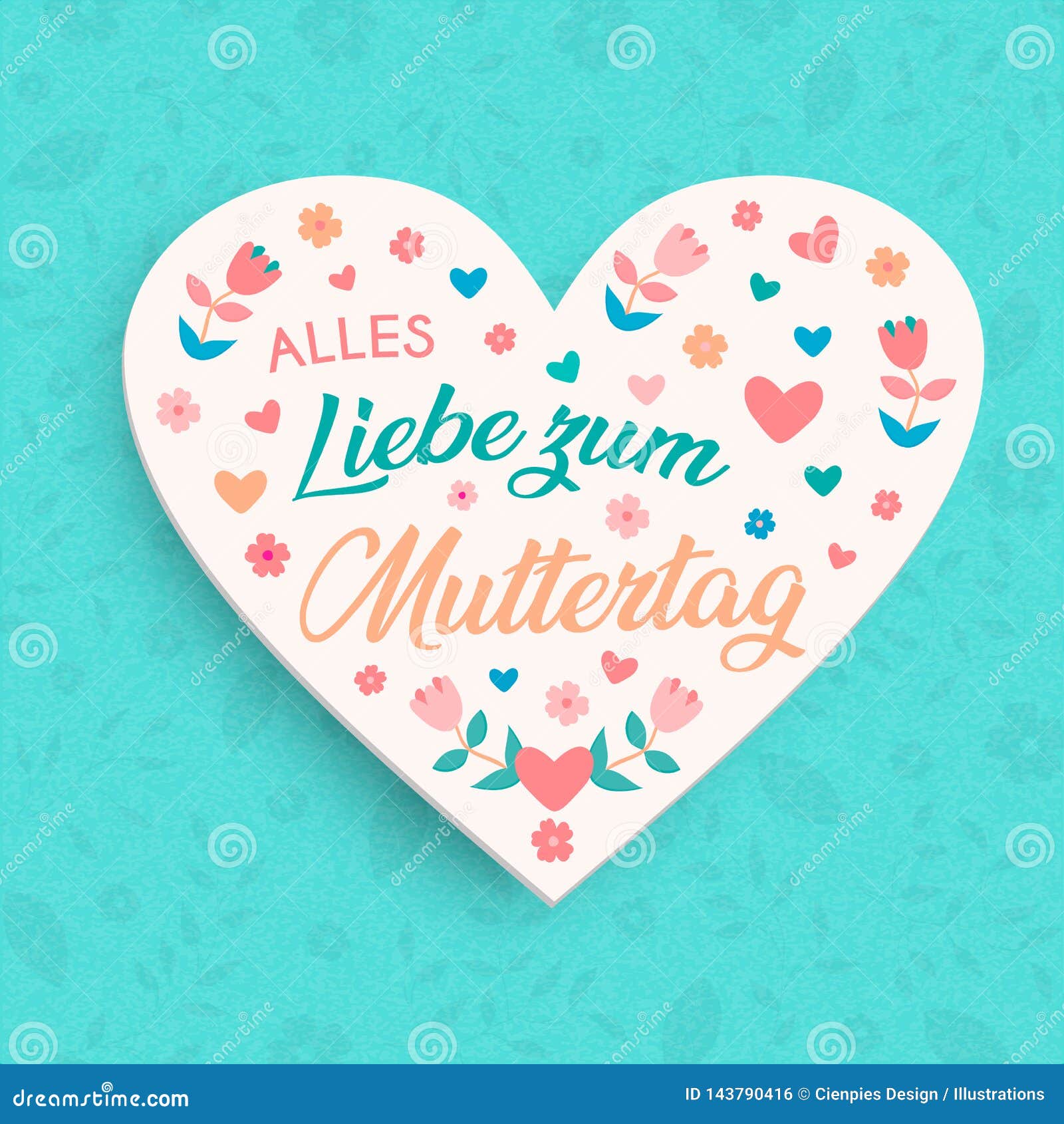 German Mothers Day Floral Card For Moms Love Stock Vector Illustration Of Floral Germany